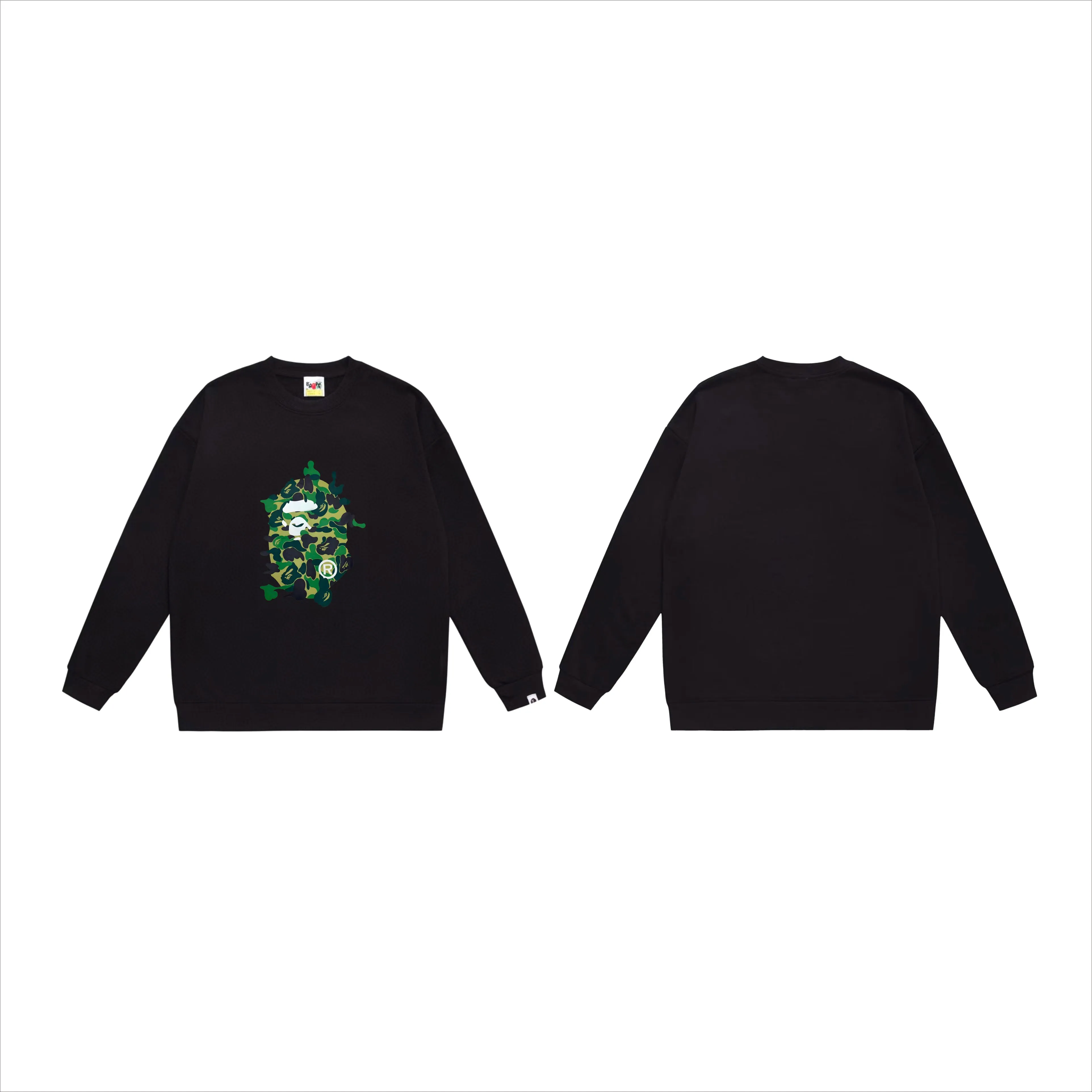 P170 model number SC546# terry 80 plus velvet 85 (top version) BAPE ABC CAMO REBUILD BIG APE HEAD TEE ape head print pattern round neck sweatshirt. Made of 350g large terry (drop shoulder large version) fabric, soft texture and no pilling. Imported environmentally friendly printing glue. Bright and three-dimensional pattern. Quality💥Same style for men and women. The upper body is trendy. Color: black green, white green, gray green, black blue, white blue Gray blue black pink white pink gray pink Size: S M L XL XXL