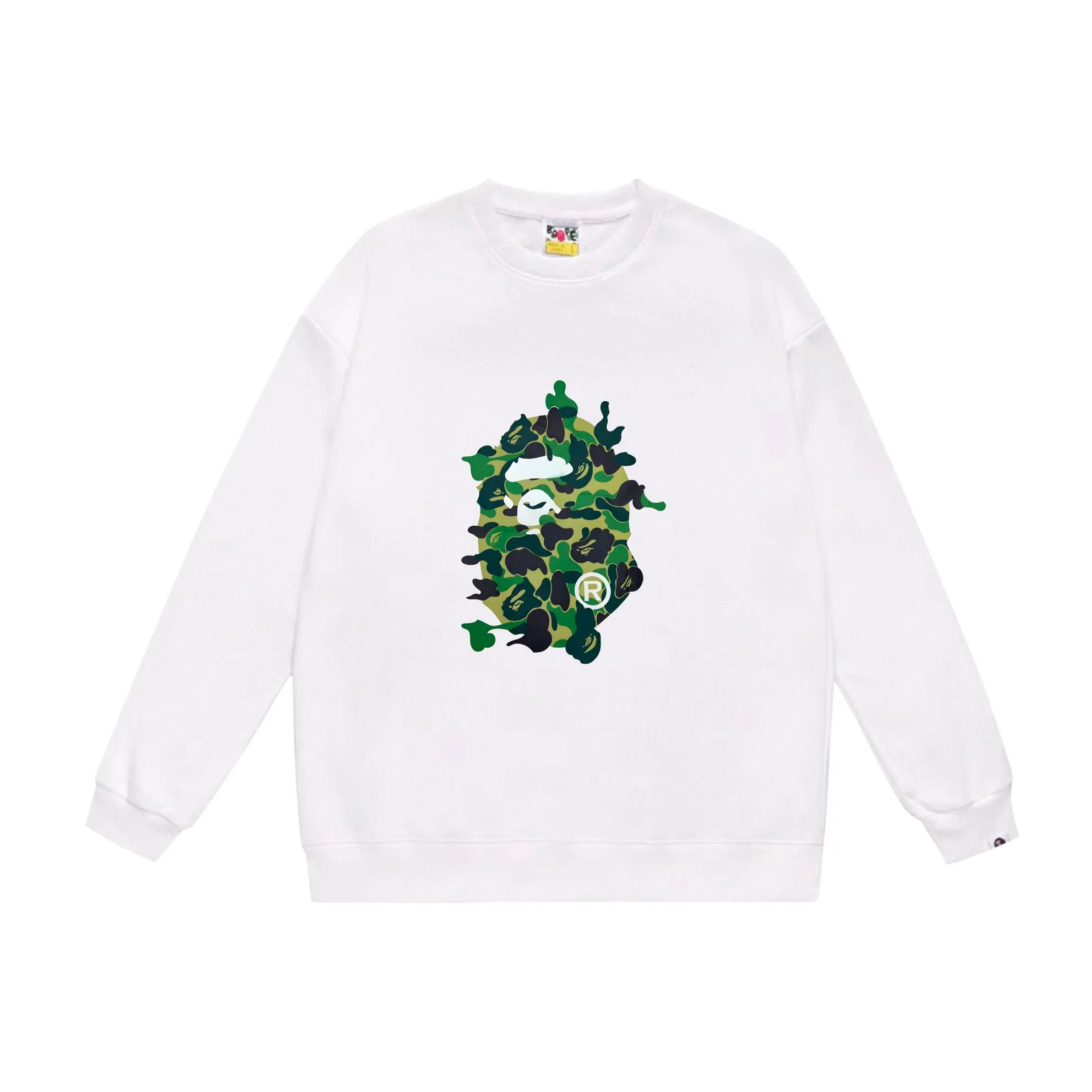 P170 model number SC546# terry 80 plus velvet 85 (top version) BAPE ABC CAMO REBUILD BIG APE HEAD TEE ape head print pattern round neck sweatshirt. Made of 350g large terry (drop shoulder large version) fabric, soft texture and no pilling. Imported environmentally friendly printing glue. Bright and three-dimensional pattern. Quality💥Same style for men and women. The upper body is trendy. Color: black green, white green, gray green, black blue, white blue Gray blue black pink white pink gray pink Size: S M L XL XXL