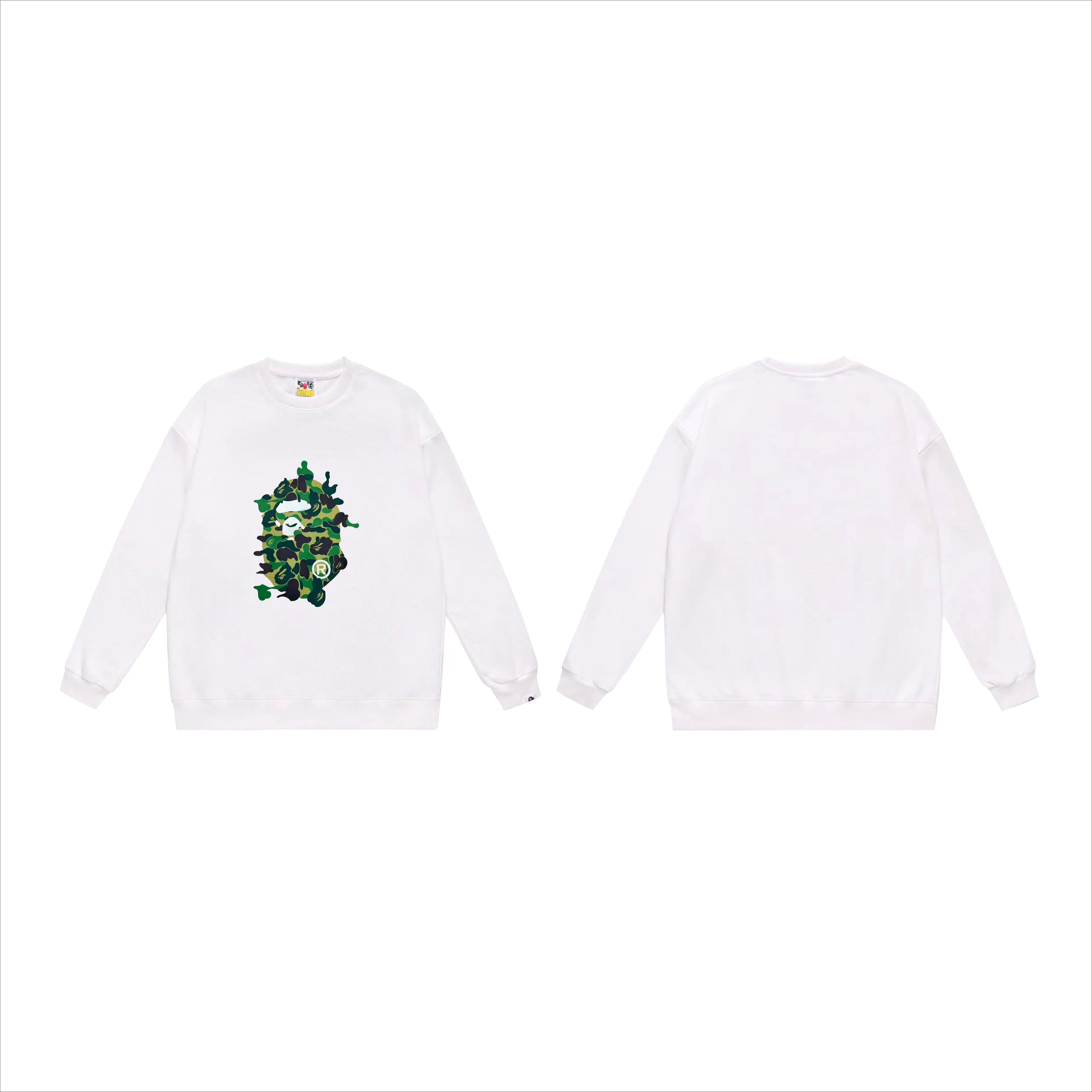 P170 model number SC546# terry 80 plus velvet 85 (top version) BAPE ABC CAMO REBUILD BIG APE HEAD TEE ape head print pattern round neck sweatshirt. Made of 350g large terry (drop shoulder large version) fabric, soft texture and no pilling. Imported environmentally friendly printing glue. Bright and three-dimensional pattern. Quality💥Same style for men and women. The upper body is trendy. Color: black green, white green, gray green, black blue, white blue Gray blue black pink white pink gray pink Size: S M L XL XXL