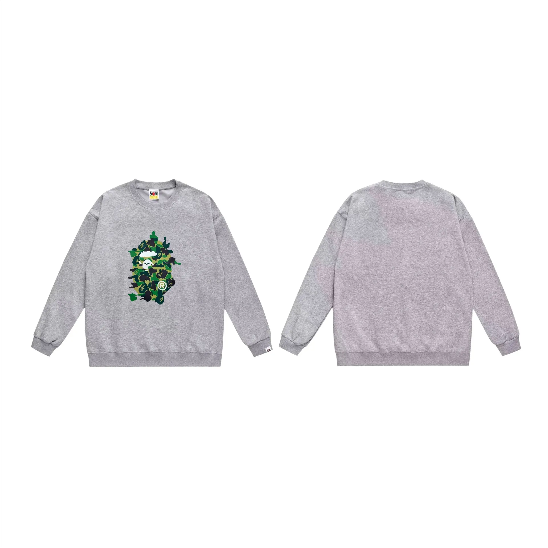 P170 model number SC546# terry 80 plus velvet 85 (top version) BAPE ABC CAMO REBUILD BIG APE HEAD TEE ape head print pattern round neck sweatshirt. Made of 350g large terry (drop shoulder large version) fabric, soft texture and no pilling. Imported environmentally friendly printing glue. Bright and three-dimensional pattern. Quality💥Same style for men and women. The upper body is trendy. Color: black green, white green, gray green, black blue, white blue Gray blue black pink white pink gray pink Size: S M L XL XXL