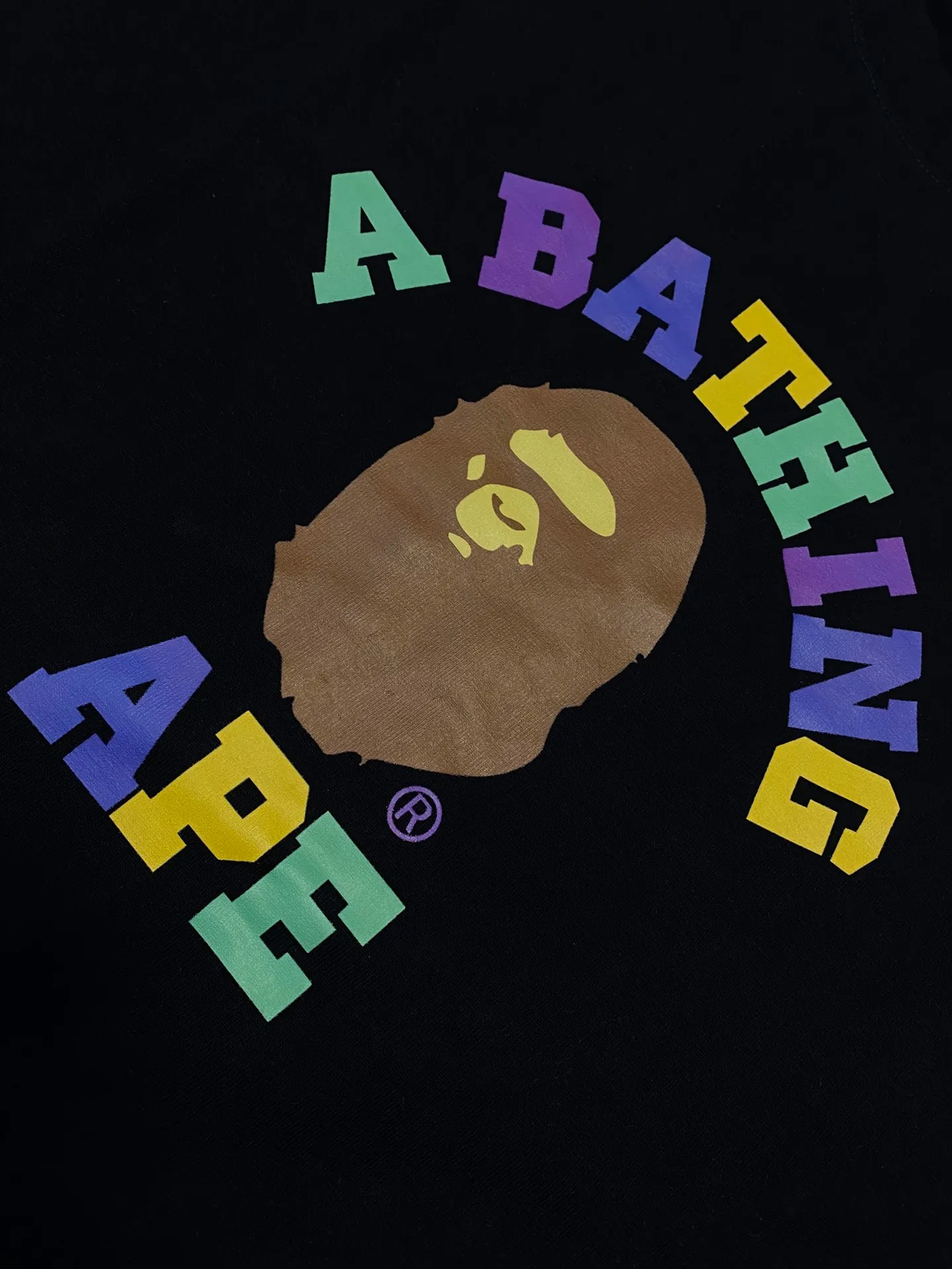 SC101#p110💰 (Top version) BAPE ape-man head contrasting letter color printed pattern short-sleeved T-shirt Made of 260 grams of high-quality high-weave pure cotton fabric, double yarn combed, soft texture and no pilling Imported environmentally friendly printing glue, bright and three-dimensional pattern, quality 💥Same style for men and women, the upper body is fashionable Color: black white Size: S M L XL XXL