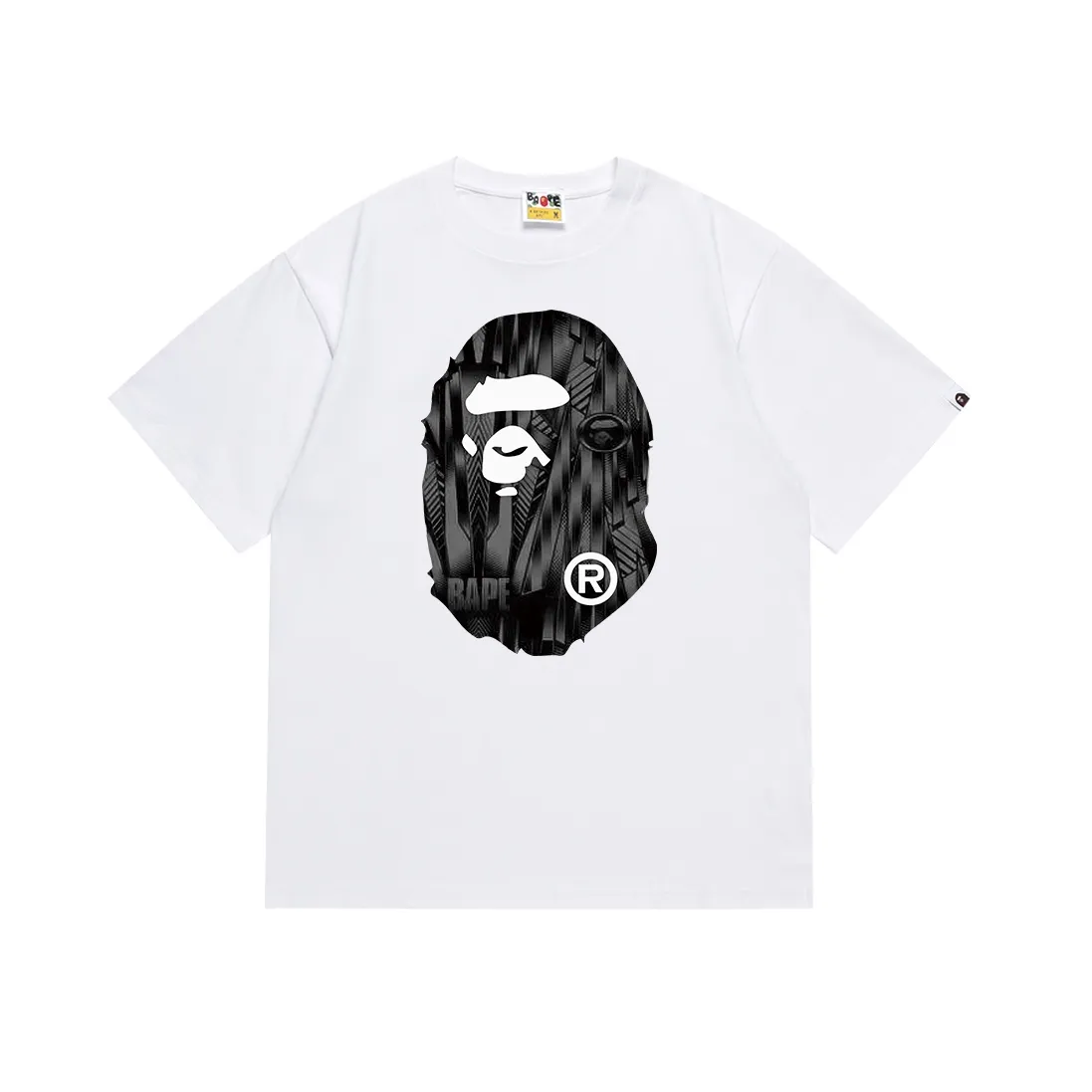 SC104#p110💰 (Top version) BAPE speed racing speed pattern ape head printed short-sleeved T-shirt Made of 260 grams of high-quality high-weave pure cotton fabric, double yarn combed, soft texture without pilling Imported environmentally friendly printing glue, bright and three-dimensional pattern, quality 💥Same style for men and women, the upper body is fashionable Color: dark brown white brown Size: S M L XL XXL