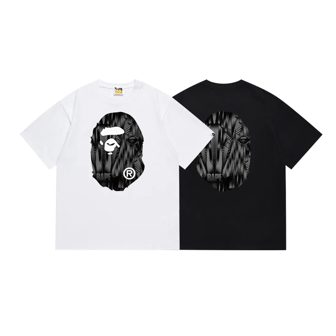 SC104#p110💰 (Top version) BAPE speed racing speed pattern ape head printed short-sleeved T-shirt Made of 260 grams of high-quality high-weave pure cotton fabric, double yarn combed, soft texture without pilling Imported environmentally friendly printing glue, bright and three-dimensional pattern, quality 💥Same style for men and women, the upper body is fashionable Color: dark brown white brown Size: S M L XL XXL