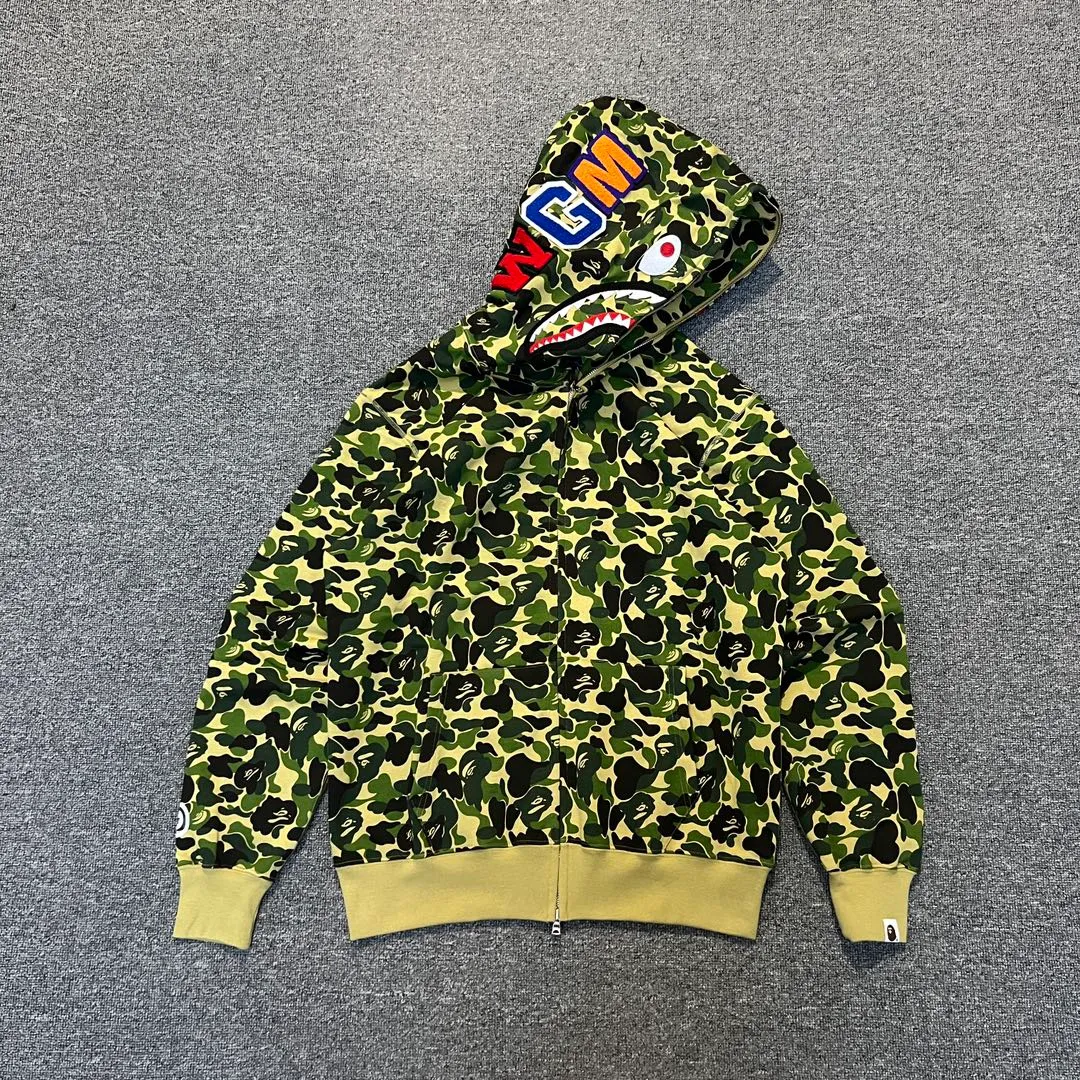 💰380 BAPE abc camo shark 980g pure cotton custom fabric See details for guaranteed goods Couple model: S—XXL [Blue Green Pink]