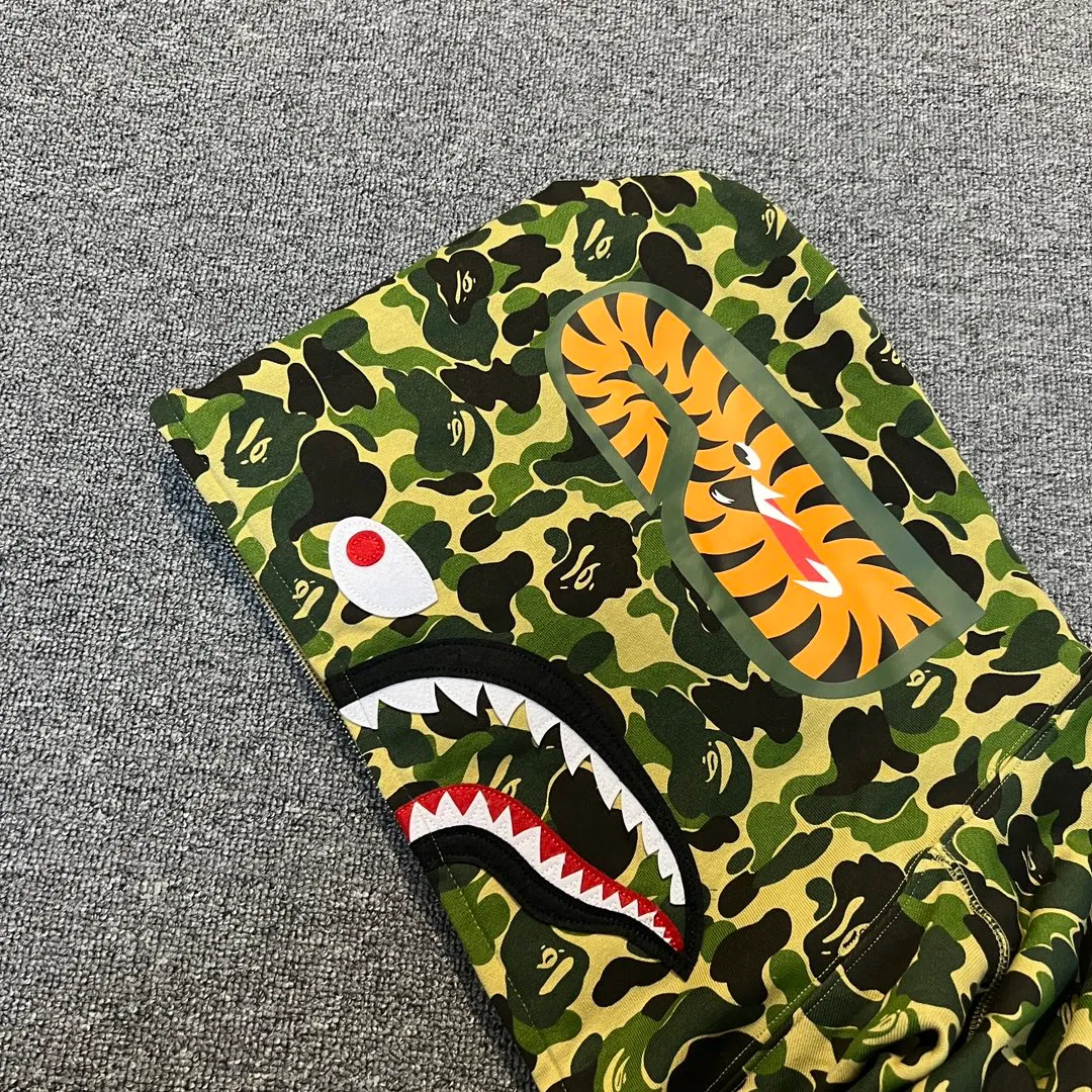 💰380 BAPE abc camo shark 980g pure cotton custom fabric See details for guaranteed goods Couple model: S—XXL [Blue Green Pink]