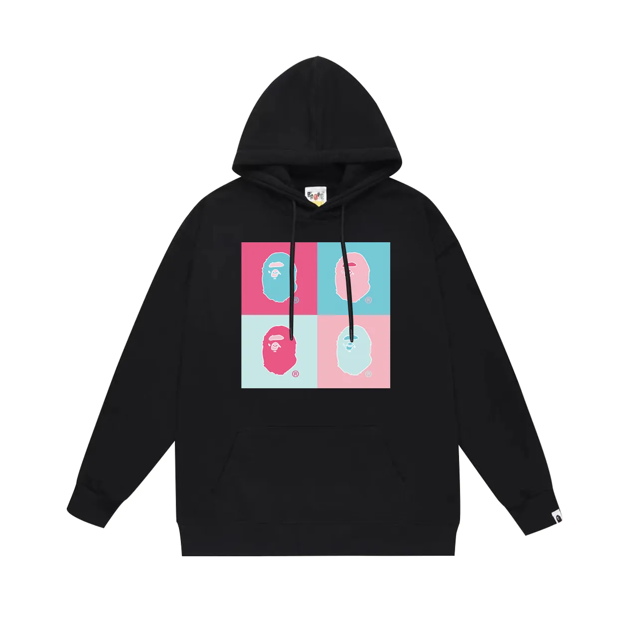 Model No. SC754# Terry p160 plus velvet 180💰 (top version) BAPE ape head four-in-one pattern hooded sweatshirt. Made of 380g large terry (drop shoulder large version) fabric. The texture is soft and non-pilling. Imported environmentally friendly printing glue. The pattern is bright and three-dimensional. Quality💥Same style for men and women. The upper body is trendy. Color: black white gray Size: S M L XL XXL