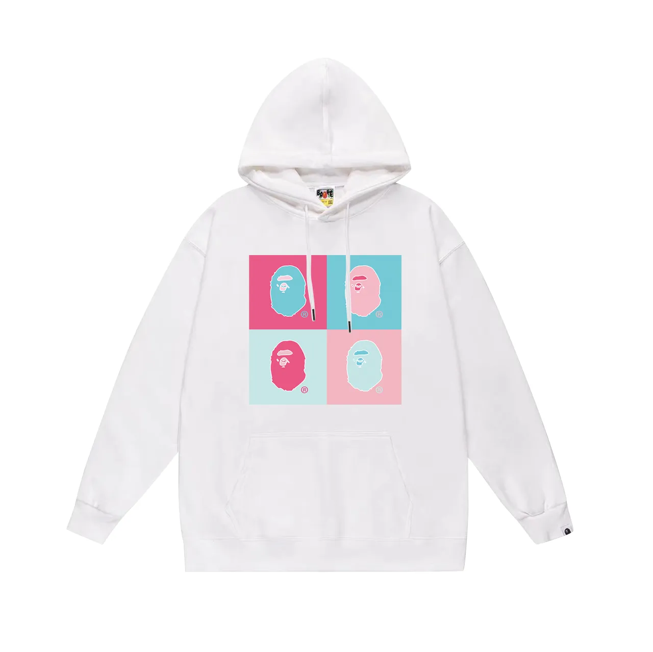 Model No. SC754# Terry p160 plus velvet 180💰 (top version) BAPE ape head four-in-one pattern hooded sweatshirt. Made of 380g large terry (drop shoulder large version) fabric. The texture is soft and non-pilling. Imported environmentally friendly printing glue. The pattern is bright and three-dimensional. Quality💥Same style for men and women. The upper body is trendy. Color: black white gray Size: S M L XL XXL