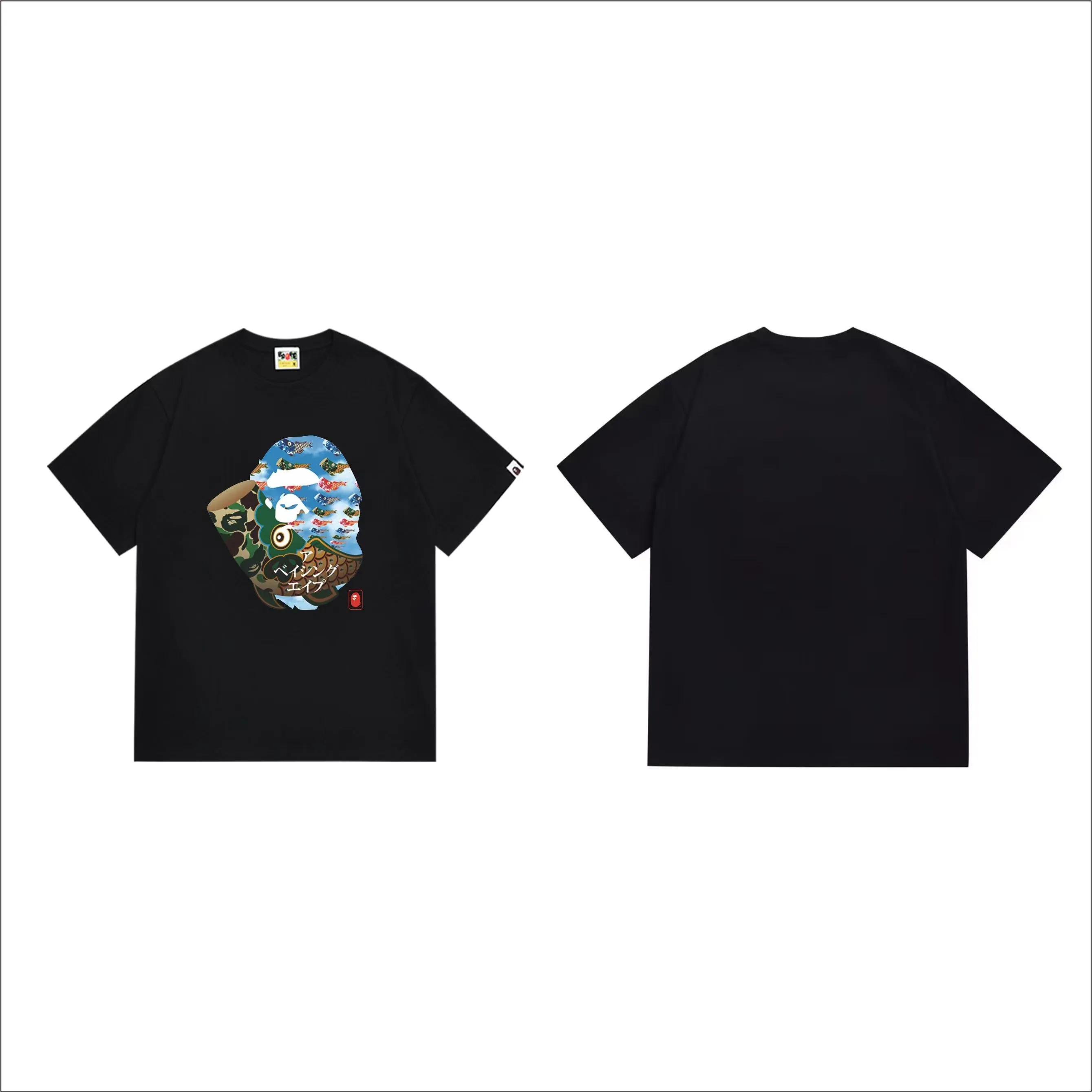 SC290#p110💰 (top version) BAPE uses 260 grams of high-quality high-weave pure cotton fabric, double yarn combed, soft texture and no pilling, imported environmentally friendly printing glue, bright and three-dimensional pattern, quality 💥Same style for men and women, the upper body is fashionable Color: black white Size: S M L XL XXL