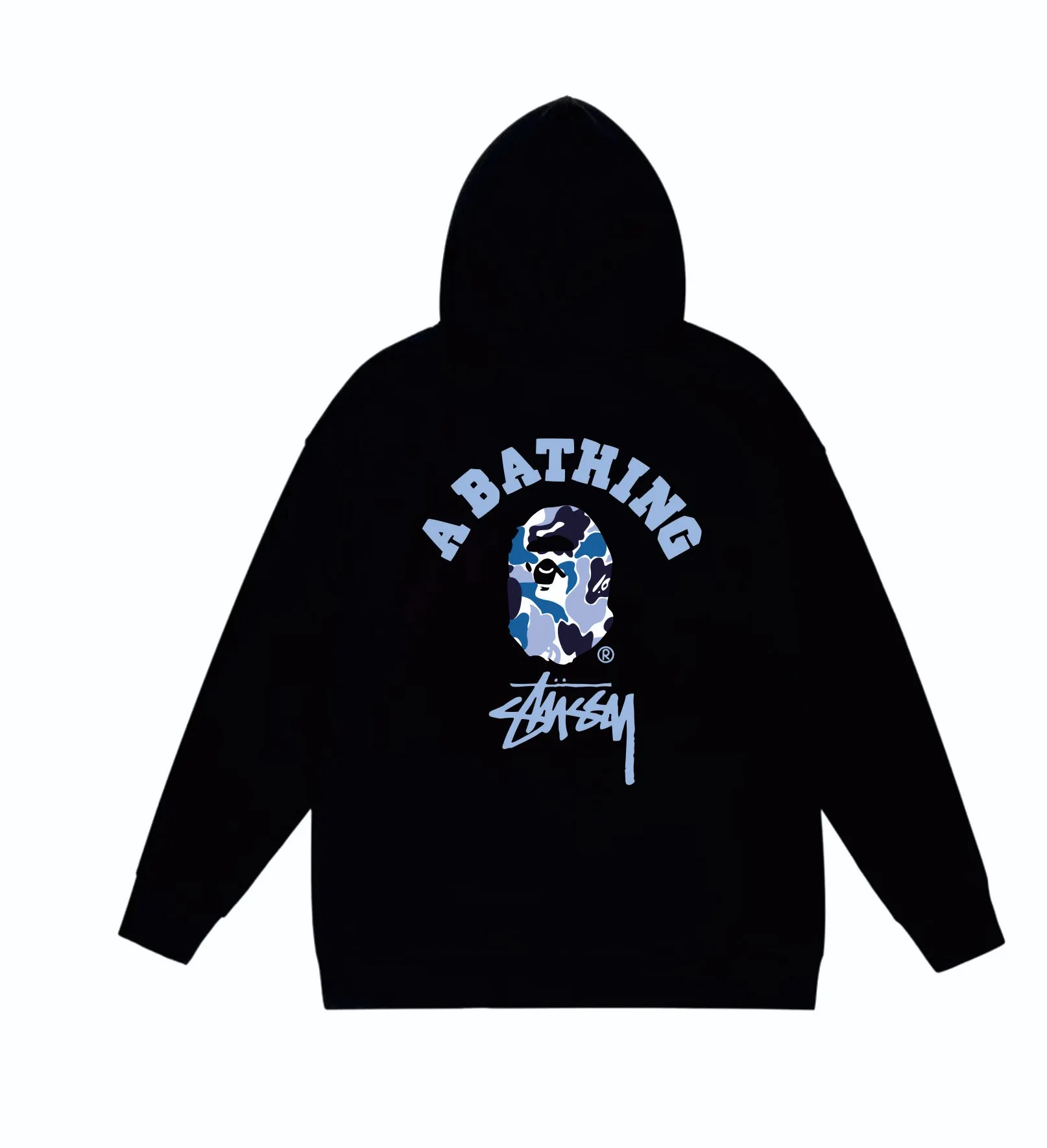 P160 model number SC813# terry 80 plus velvet 90 (top version) BAPE×STUSSY co-branded Stussy letter printed hooded sweatshirt Made of 380g large terry (drop shoulder large version) fabric, soft and non-pilling, imported environmentally friendly printing glue, bright and three-dimensional pattern, quality 💥Same style for men and women, the upper body is fashionable Color: black white gray Size: S M L XL XXL