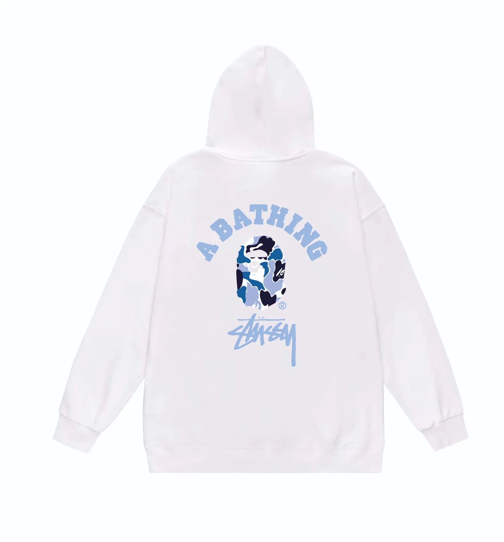 P160 model number SC813# terry 80 plus velvet 90 (top version) BAPE×STUSSY co-branded Stussy letter printed hooded sweatshirt Made of 380g large terry (drop shoulder large version) fabric, soft and non-pilling, imported environmentally friendly printing glue, bright and three-dimensional pattern, quality 💥Same style for men and women, the upper body is fashionable Color: black white gray Size: S M L XL XXL