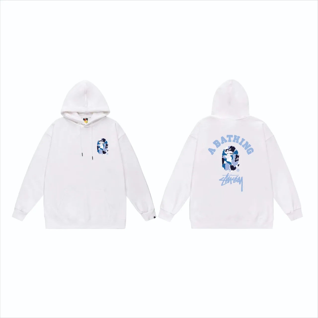 P160 model number SC813# terry 80 plus velvet 90 (top version) BAPE×STUSSY co-branded Stussy letter printed hooded sweatshirt Made of 380g large terry (drop shoulder large version) fabric, soft and non-pilling, imported environmentally friendly printing glue, bright and three-dimensional pattern, quality 💥Same style for men and women, the upper body is fashionable Color: black white gray Size: S M L XL XXL