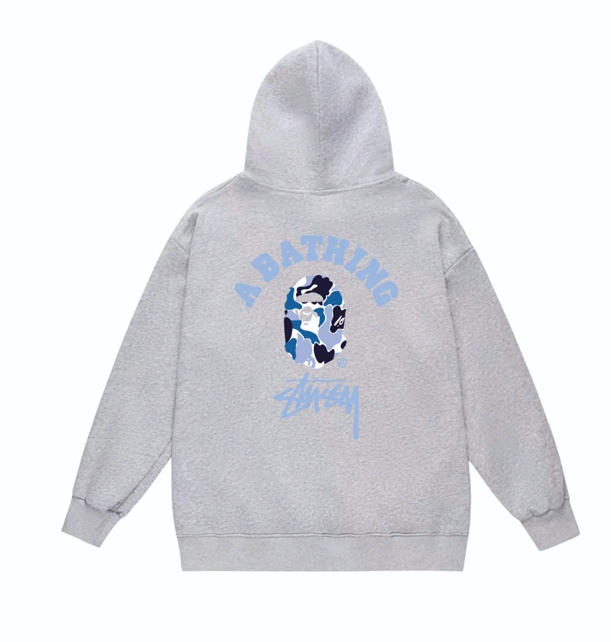 P160 model number SC813# terry 80 plus velvet 90 (top version) BAPE×STUSSY co-branded Stussy letter printed hooded sweatshirt Made of 380g large terry (drop shoulder large version) fabric, soft and non-pilling, imported environmentally friendly printing glue, bright and three-dimensional pattern, quality 💥Same style for men and women, the upper body is fashionable Color: black white gray Size: S M L XL XXL