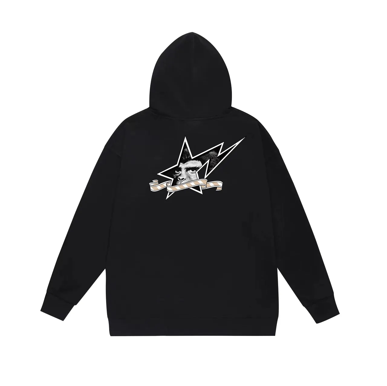Model No. SC695# terry p160 plus velvet p180💰 (top version) BAPE ape star letter printed pattern hooded sweatshirt. Made of 380g large terry 430g silver fox velvet (drop shoulder large version) fabric. The texture is soft and non-pilling. Imported environmentally friendly printing glue. The pattern is bright and three-dimensional. Quality💥Same style for men and women. The upper body is trendy. Color: black white gray Size: S M L XL XXL