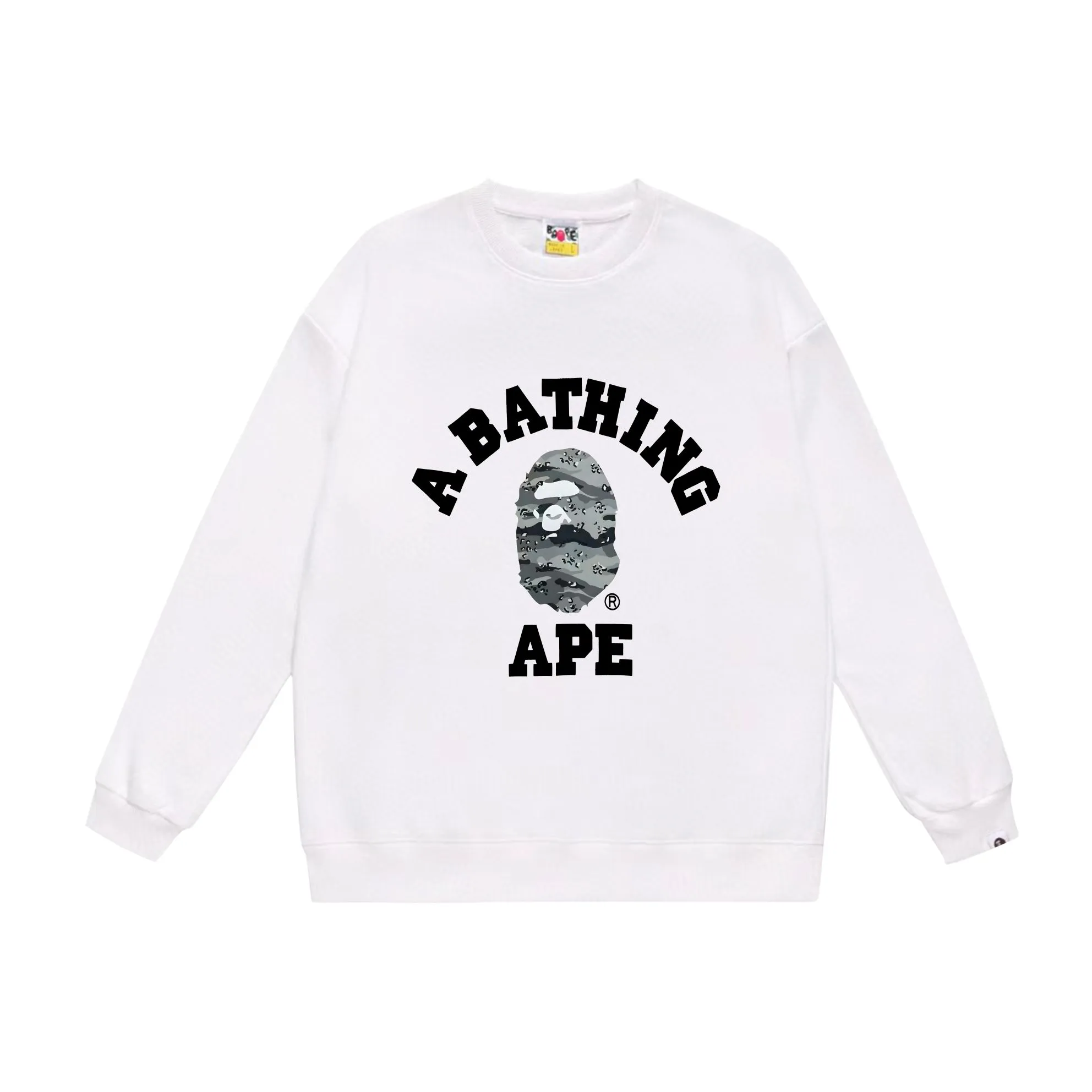 P170 model number SC543# terry 80 plus velvet 85 (top version) BAPE desert ape head letter print round neck sweatshirt Made of 350g large terry (drop shoulder large version) fabric, soft texture and no pilling Imported environmentally friendly printing glue The pattern is bright and three-dimensional Quality 💥Same style for men and women The upper body is trendy Color: black and yellow white and yellow gray and yellow black and gray white and gray gray Size: S M L XL XXL