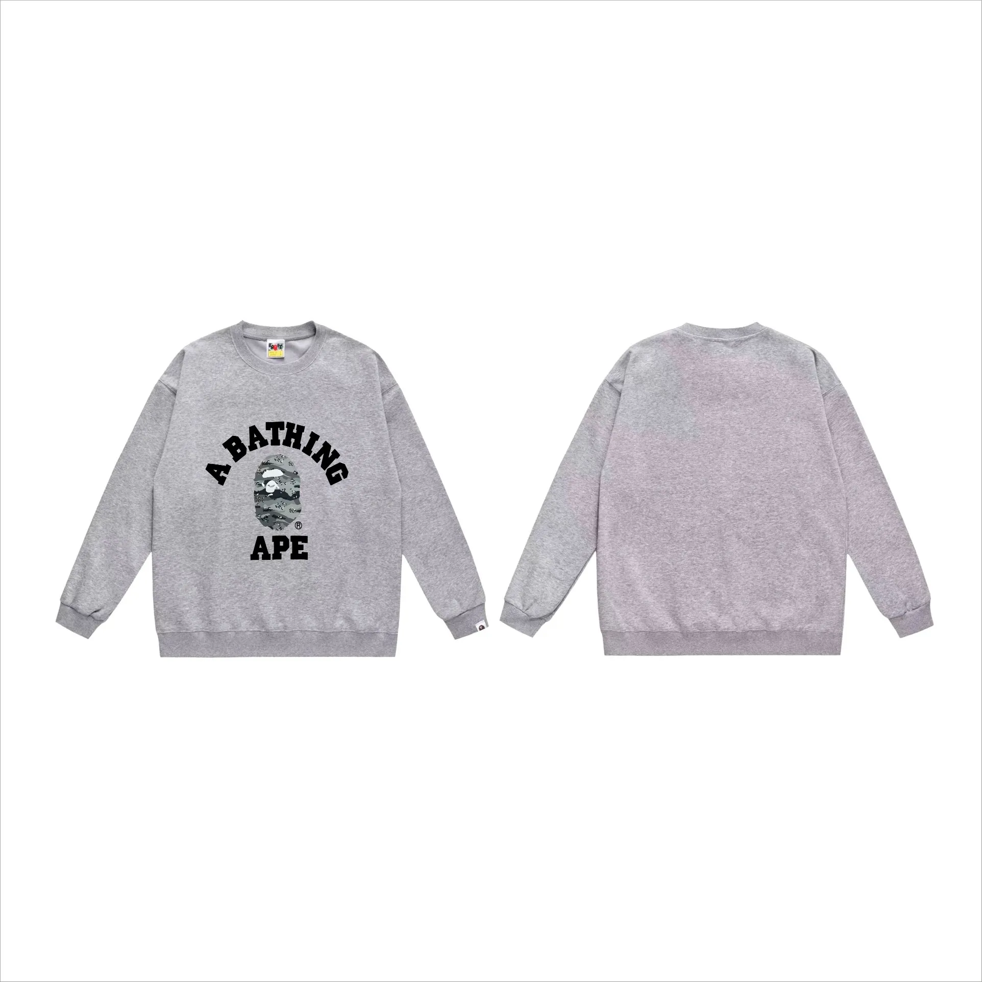 P170 model number SC543# terry 80 plus velvet 85 (top version) BAPE desert ape head letter print round neck sweatshirt Made of 350g large terry (drop shoulder large version) fabric, soft texture and no pilling Imported environmentally friendly printing glue The pattern is bright and three-dimensional Quality 💥Same style for men and women The upper body is trendy Color: black and yellow white and yellow gray and yellow black and gray white and gray gray Size: S M L XL XXL