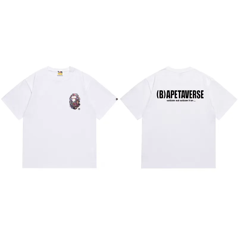P110 00169 BAPE ape head digital printed short-sleeved T-shirt, complete with three labels, same style for men and women, loose and large version, size s: MLXLXXL, color: black, white