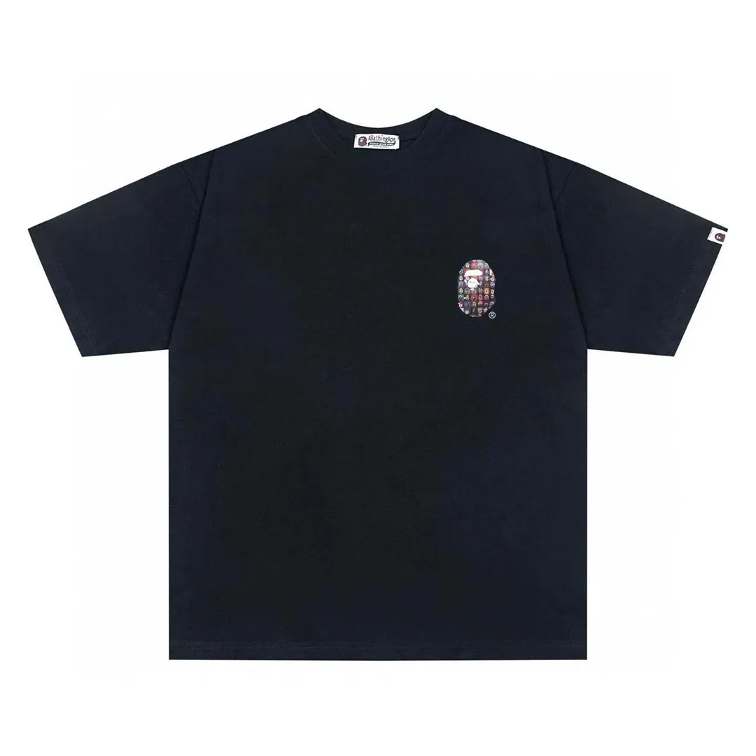 P110 00169 BAPE ape head digital printed short-sleeved T-shirt, complete with three labels, same style for men and women, loose and large version, size s: MLXLXXL, color: black, white