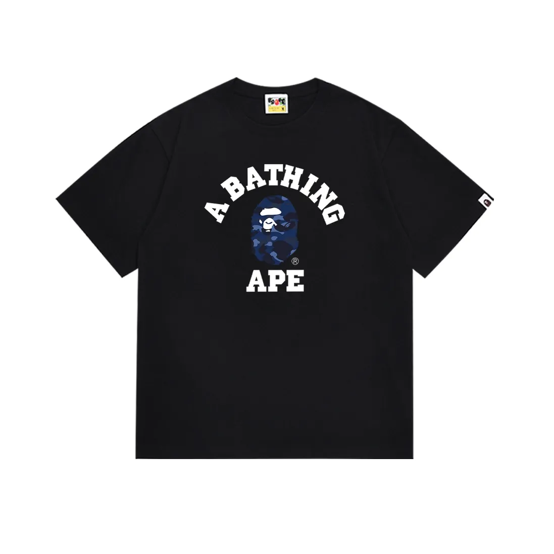 SC145#p110💰 (top version) BAPE classic monogram ape head pattern short-sleeved T-shirt. Made of 260 grams of high-quality high-weave pure cotton fabric. Double yarn combed. Soft texture and no pilling. Imported environmentally friendly printing glue. Bright and three-dimensional pattern. Quality. Same style for men and women. The upper body is trendy. Color: black white. Size: S M L XL XXL