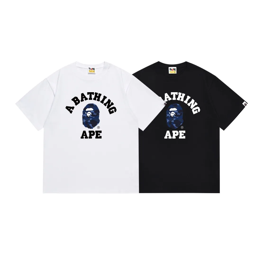 SC145#p110💰 (top version) BAPE classic monogram ape head pattern short-sleeved T-shirt. Made of 260 grams of high-quality high-weave pure cotton fabric. Double yarn combed. Soft texture and no pilling. Imported environmentally friendly printing glue. Bright and three-dimensional pattern. Quality. Same style for men and women. The upper body is trendy. Color: black white. Size: S M L XL XXL