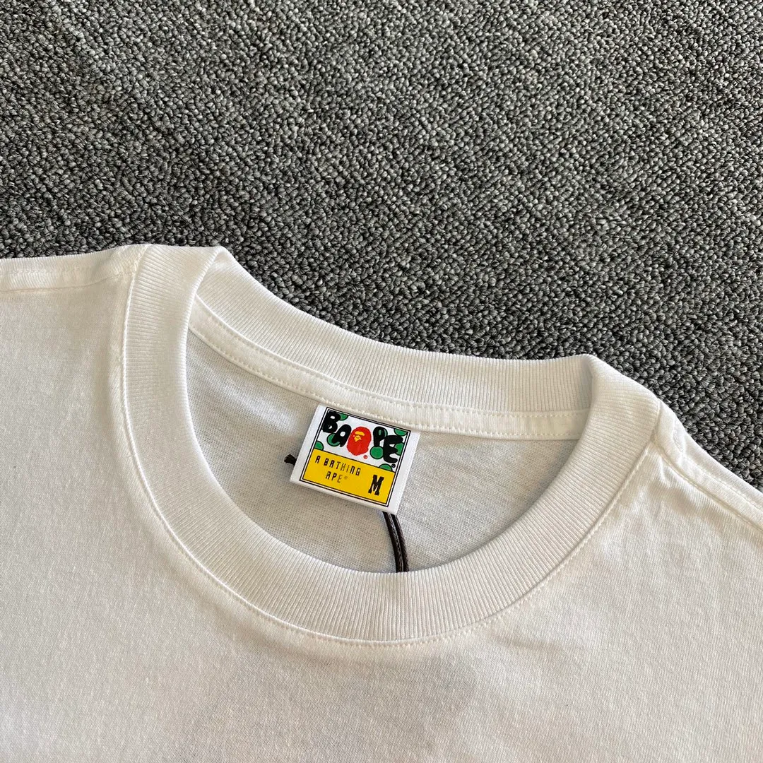 💰140 Bape 10th Anniversary Ink Camouflage Apes Don’t Fight Apes Customized Linen Cotton Fabric 280g Weight Couple Style: S—XXL [Black White]