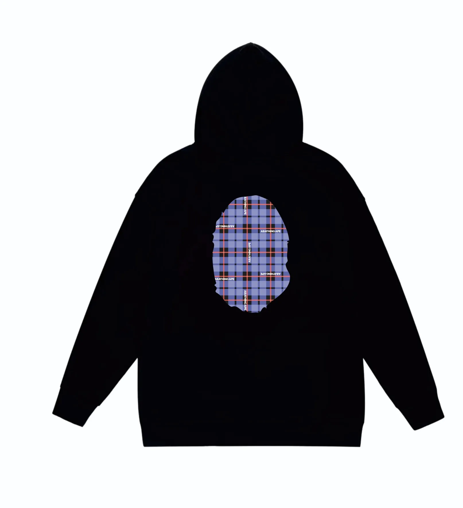 P160 model number SC825# terry 80 plus velvet 90 (top version) BAPE ape head plaid printed pattern hooded sweatshirt. Made of 380g large terry (drop shoulder large version) fabric. The texture is soft and non-pilling. Imported environmentally friendly printing glue. The pattern is bright and three-dimensional. Quality 💥Same style for men and women. The upper body is trendy. Color: Black White Gray Size: S M L XL XXL