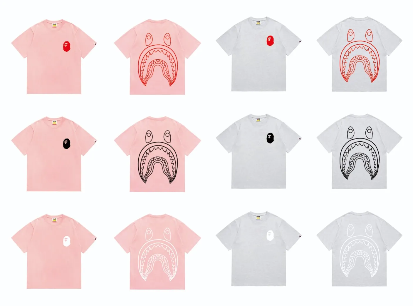 SC215#p110💰 (top version) BAPE×Stussy co-branded Stussy letter ape print T-shirt Made of 260 grams of high-quality high-weave pure cotton fabric, double yarn combed, soft texture without pilling, imported environmentally friendly printing glue, bright and three-dimensional pattern, quality 💥Same style for men and women, the upper body is fashionable Color: black and red print, white and red print, gray and red print, pink print, black and white print, gray and white print, pink and white print Red and white printing White and black printing Gray and black printing Red and black printing Pink and black printing Size: S M L XL XXL
