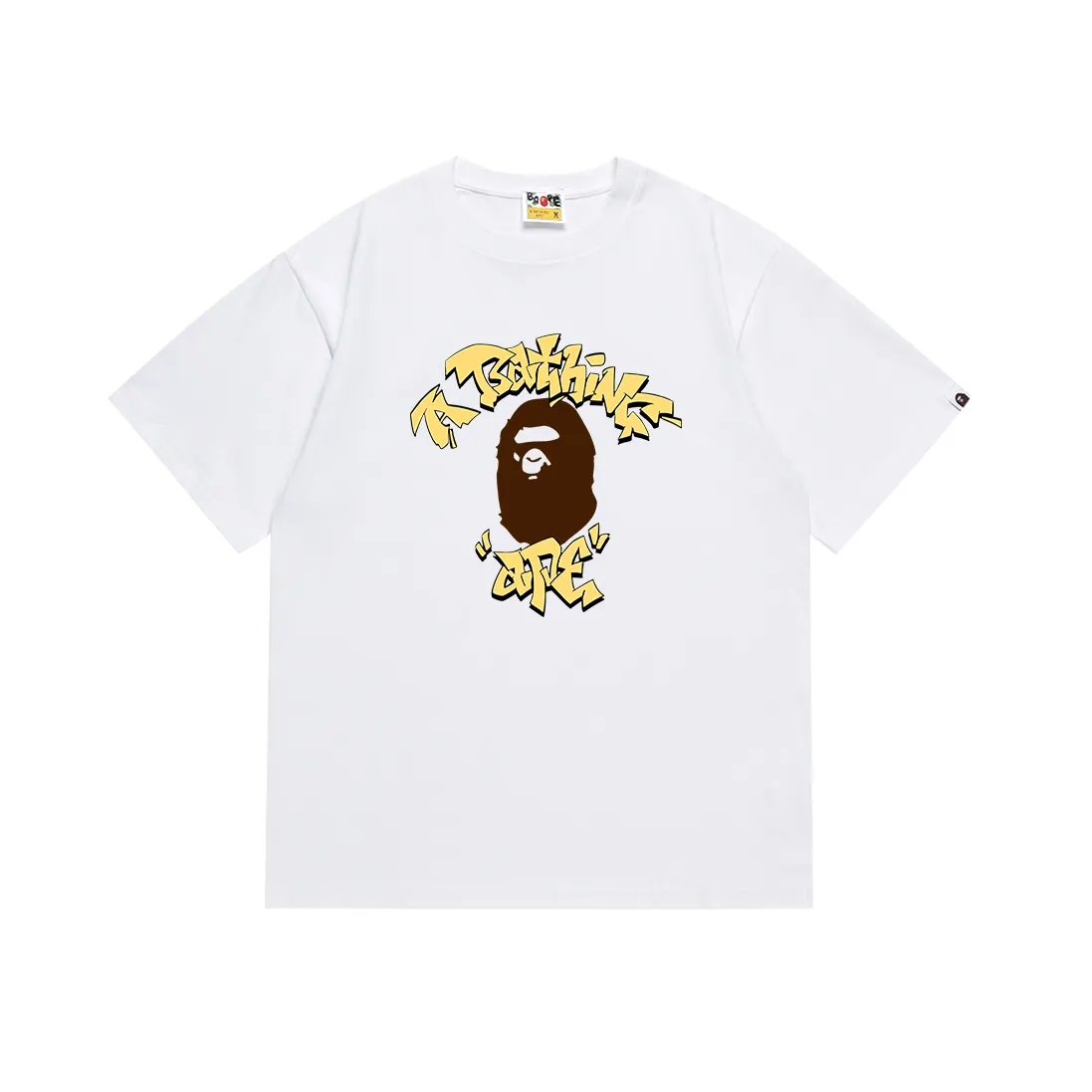 SC094#p110💰 (top version) BAPE graffiti ape head printed short-sleeved T-shirt Made of 260 grams of high-quality high-weave pure cotton fabric, double yarn combed, soft and non-pilling, imported environmentally friendly printing glue, bright and three-dimensional pattern, quality 💥Same style for men and women, the upper body is fashionable Color: black white Size: S M L XL XXL