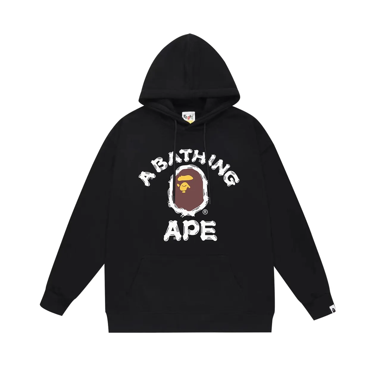 P190 model number SC612# terry 85 plus velvet 95 (top version) BAPE ape-man head classic letter double-sided printed hooded sweatshirt. Made of 380g large terry 430g silver fox velvet (drop shoulder large version) fabric. The texture is soft and non-pilling. Imported environmentally friendly printing glue. The pattern is bright and three-dimensional. Quality 💥Same style for men and women. The upper body is trendy. Color: black white gray Size: S M L XL XXL
