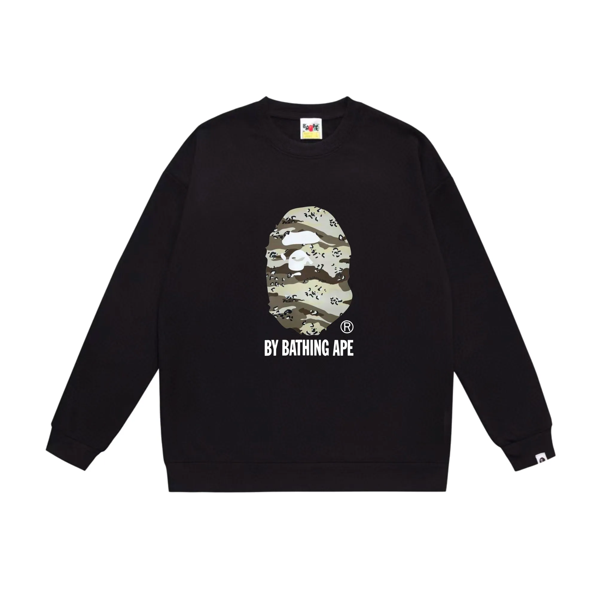 P170 model number SC542# terry 80 plus velvet 85 (top version) BAPE desert ape head letter print round neck sweatshirt Made of 350g large terry (drop shoulder large version) fabric, soft texture and no pilling Imported environmentally friendly printing glue The pattern is bright and three-dimensional Quality 💥Same style for men and women The upper body is trendy Color: Black and yellow White and yellow Gray and yellow Black and gray White and gray Gray and gray Size: S M L XL XXL