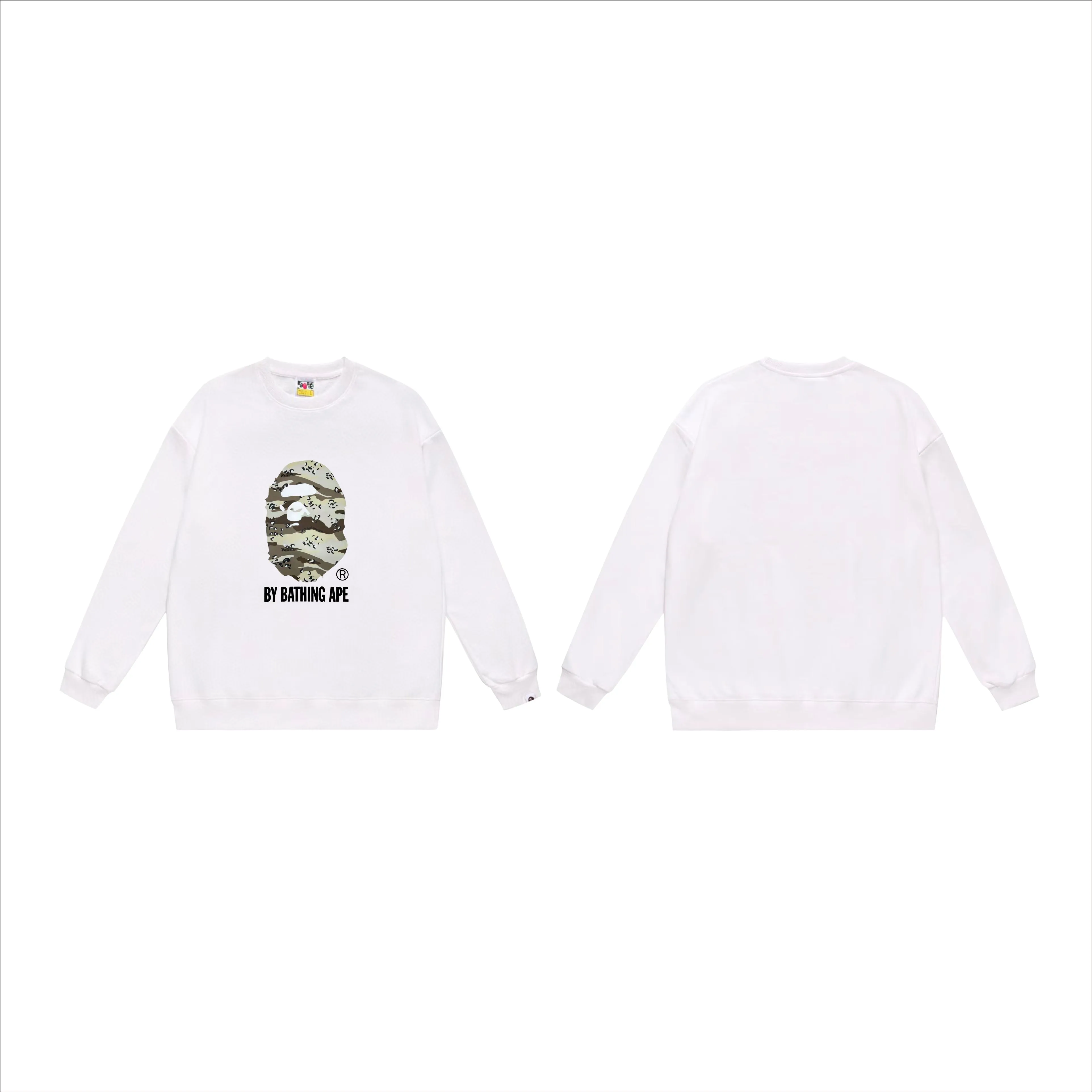 P170 model number SC542# terry 80 plus velvet 85 (top version) BAPE desert ape head letter print round neck sweatshirt Made of 350g large terry (drop shoulder large version) fabric, soft texture and no pilling Imported environmentally friendly printing glue The pattern is bright and three-dimensional Quality 💥Same style for men and women The upper body is trendy Color: Black and yellow White and yellow Gray and yellow Black and gray White and gray Gray and gray Size: S M L XL XXL