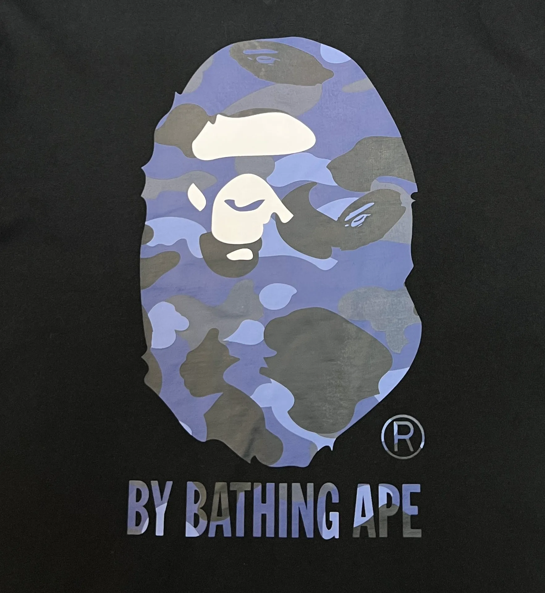 💰140 BAPE camouflage great ape letter print short-sleeved T-shirt 280g weight linen cotton fabric Couple style: S-XXL [white blue black blue white red black red white purple black purple]