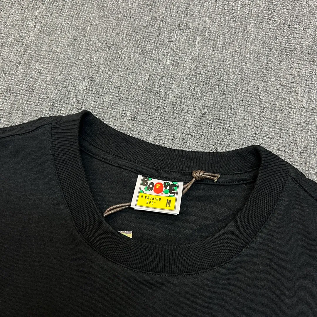 💰140 BAPE camouflage great ape letter print short-sleeved T-shirt 280g weight linen cotton fabric Couple style: S-XXL [white blue black blue white red black red white purple black purple]