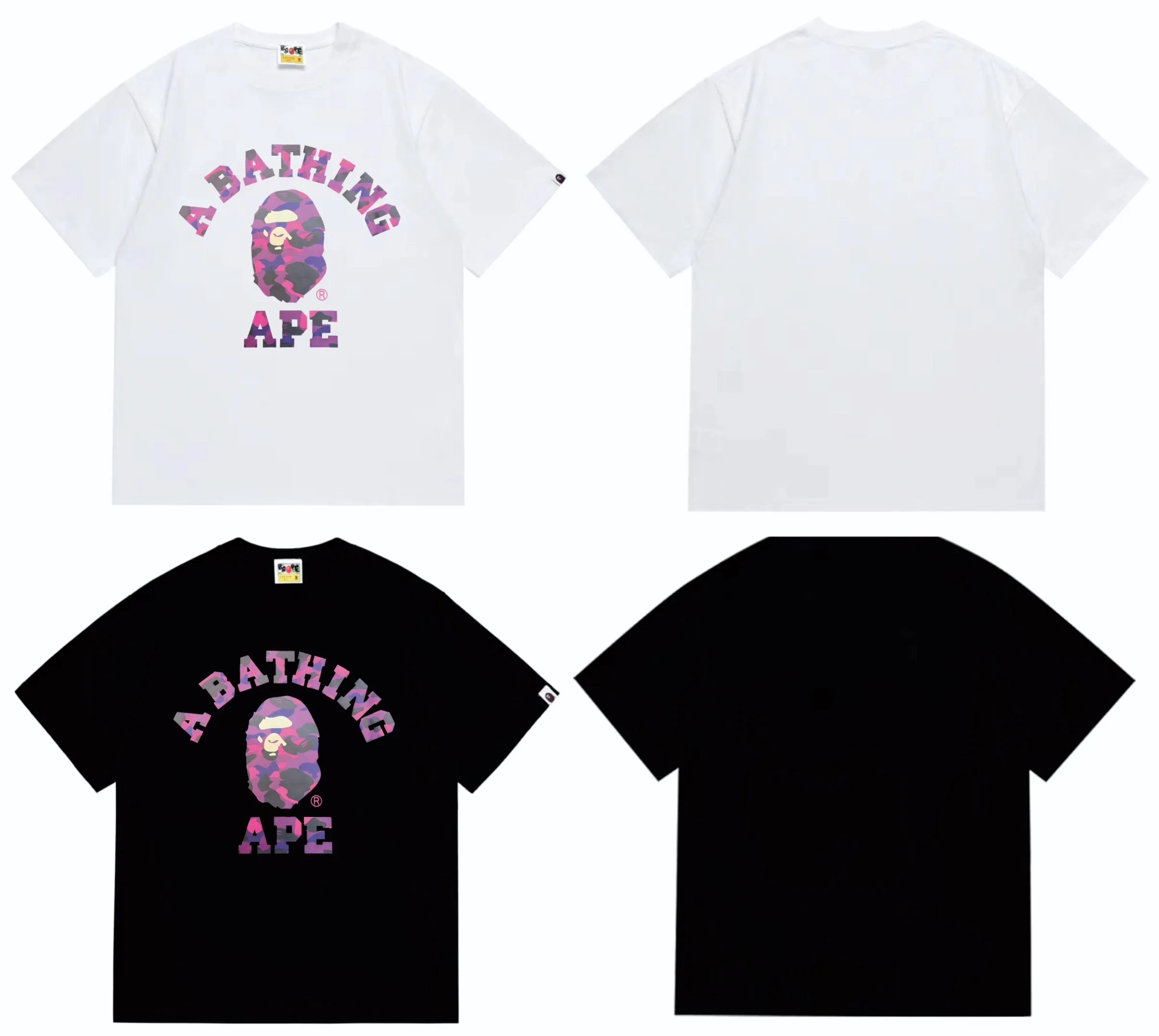 SC249#p110💰 (top version) BAPE camouflage ape head letter printed short-sleeved T-shirt Made of 260 grams of high-quality high-weave pure cotton fabric, double yarn combed, soft texture without pilling, imported environmentally friendly printing glue, bright and three-dimensional pattern, quality 💥unisex style, the upper body is fashionable Color: black red white red black purple white purple black yellow white yellow black blue white blue black camouflage green white camouflage green Size: S M L XL XXL