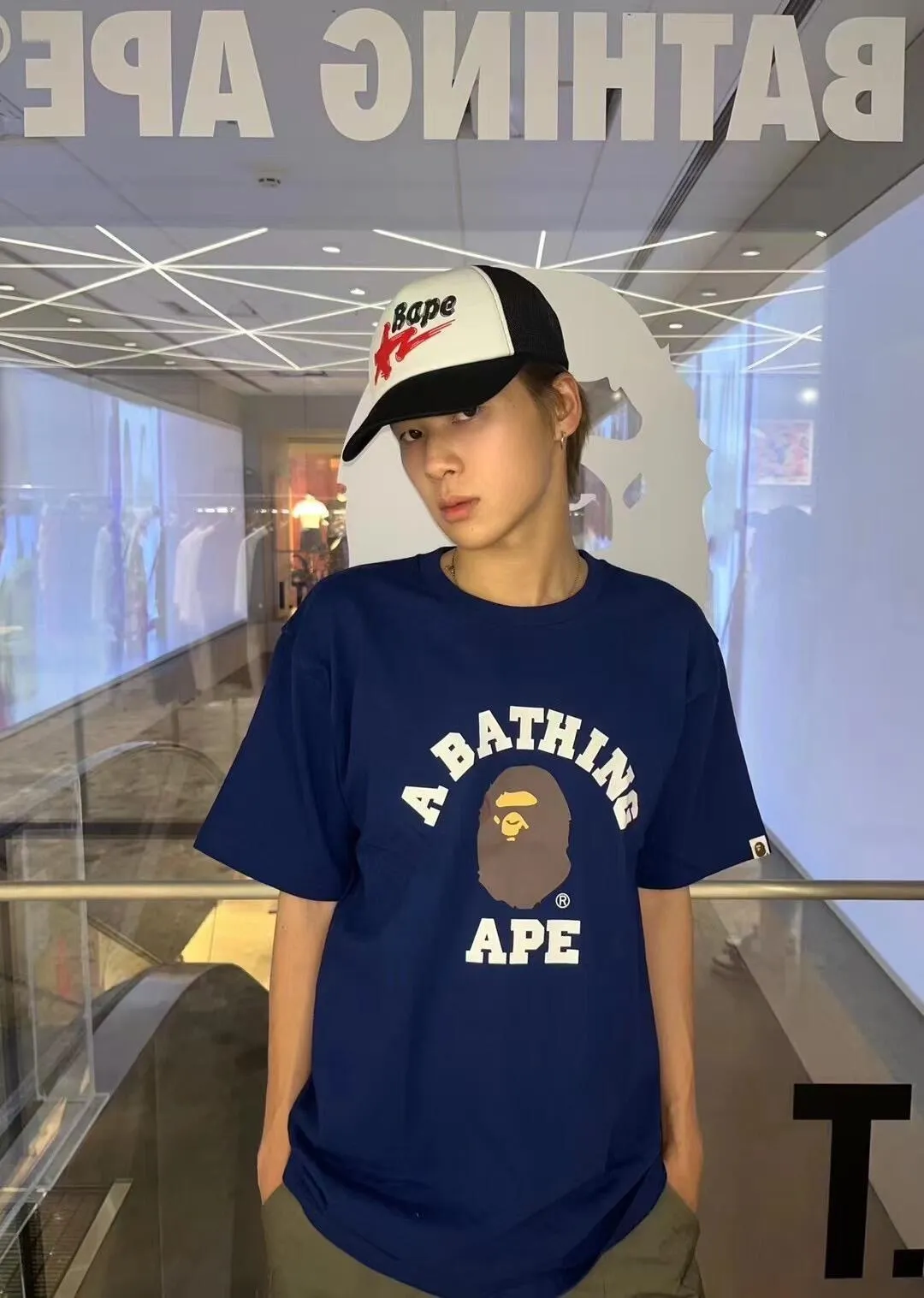 💰140 BAPE ape-man’s small head classic reappearance 270g heavy linen cotton fabric ZP version Couple model: S-XXL [Black White Navy Rice Apricot]