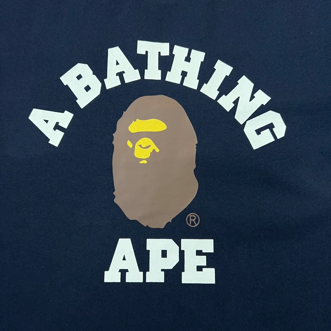💰140 BAPE ape-man’s small head classic reappearance 270g heavy linen cotton fabric ZP version Couple model: S-XXL [Black White Navy Rice Apricot]