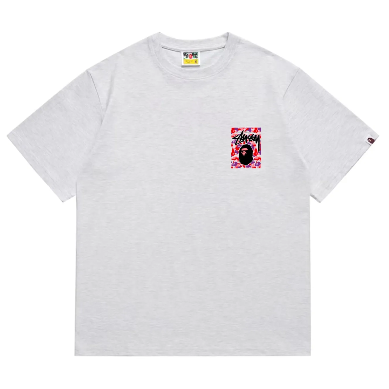 SC203#p110💰 (top version) BAPE×Stussy co-branded Stussy letter ape print T-shirt Made of 260 grams of high-quality high-weave pure cotton fabric, double yarn combed, soft texture without pilling, imported environmentally friendly printing glue, bright and three-dimensional pattern, quality 💥Same style for men and women, the upper body is fashionable Color: black red and white white red white pink white gray red white red red white black red black white red black Pink and black Gray red and black Red red black Size: S M L XL XXL