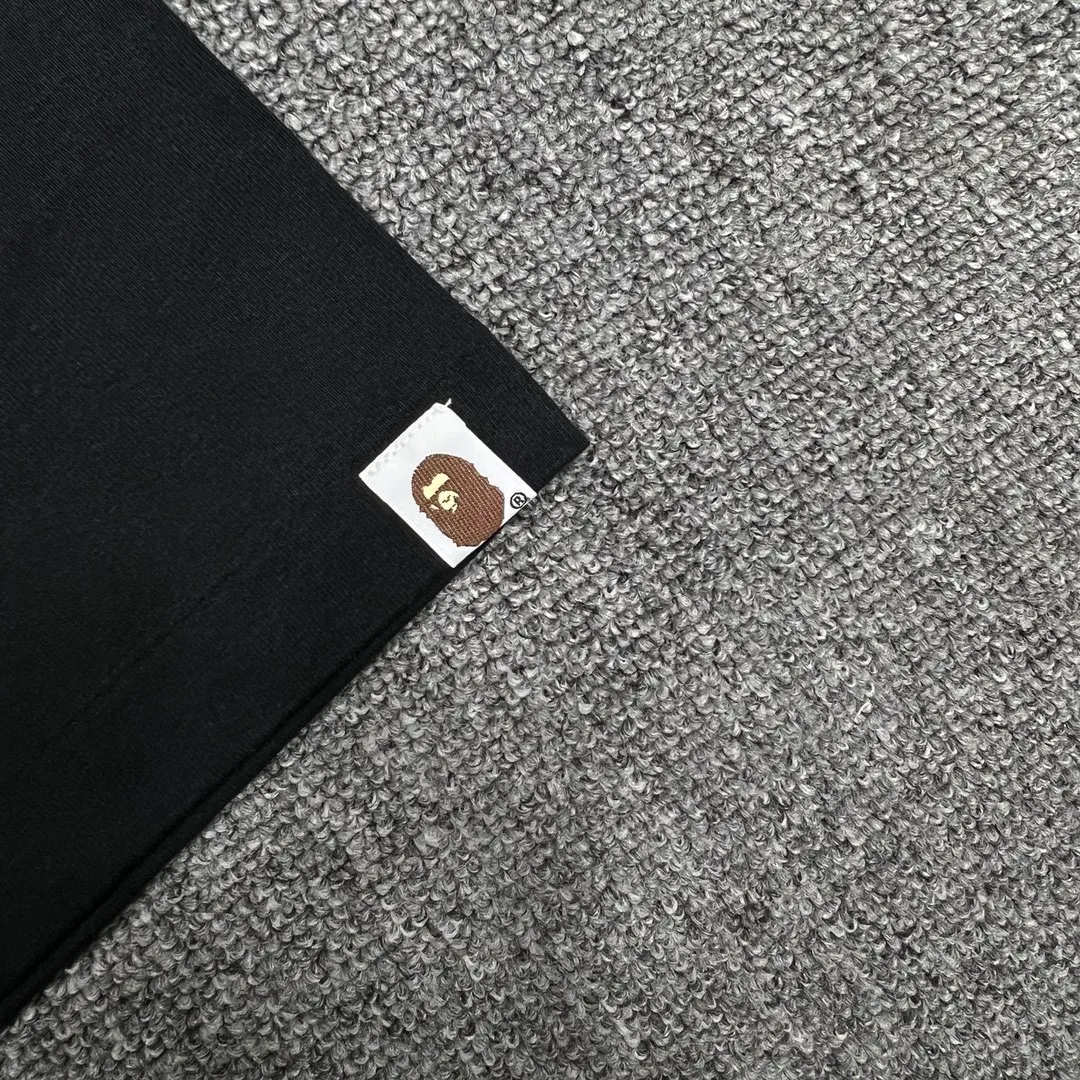 💰140 Bape Honeycomb Camouflage Letters Great Ape Head Double-sided Printing Linen Cotton 280g Customized Fabric Couple Style: S—XXL [Black Blue White Blue Black Gray White Gray]