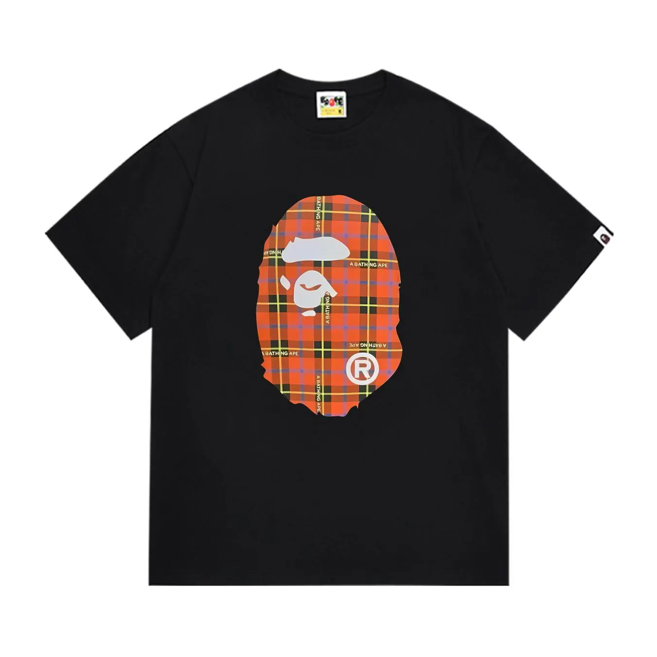 SC291#p110💰 (top version) BAPE is made of 260 grams of high-quality high-weave pure cotton fabric, double yarn combed, soft and non-pilling, imported environmentally friendly printing glue, bright and three-dimensional patterns, quality 💥Same style for men and women, the upper body is trendy Color: Black White Size: S M L XL XXL