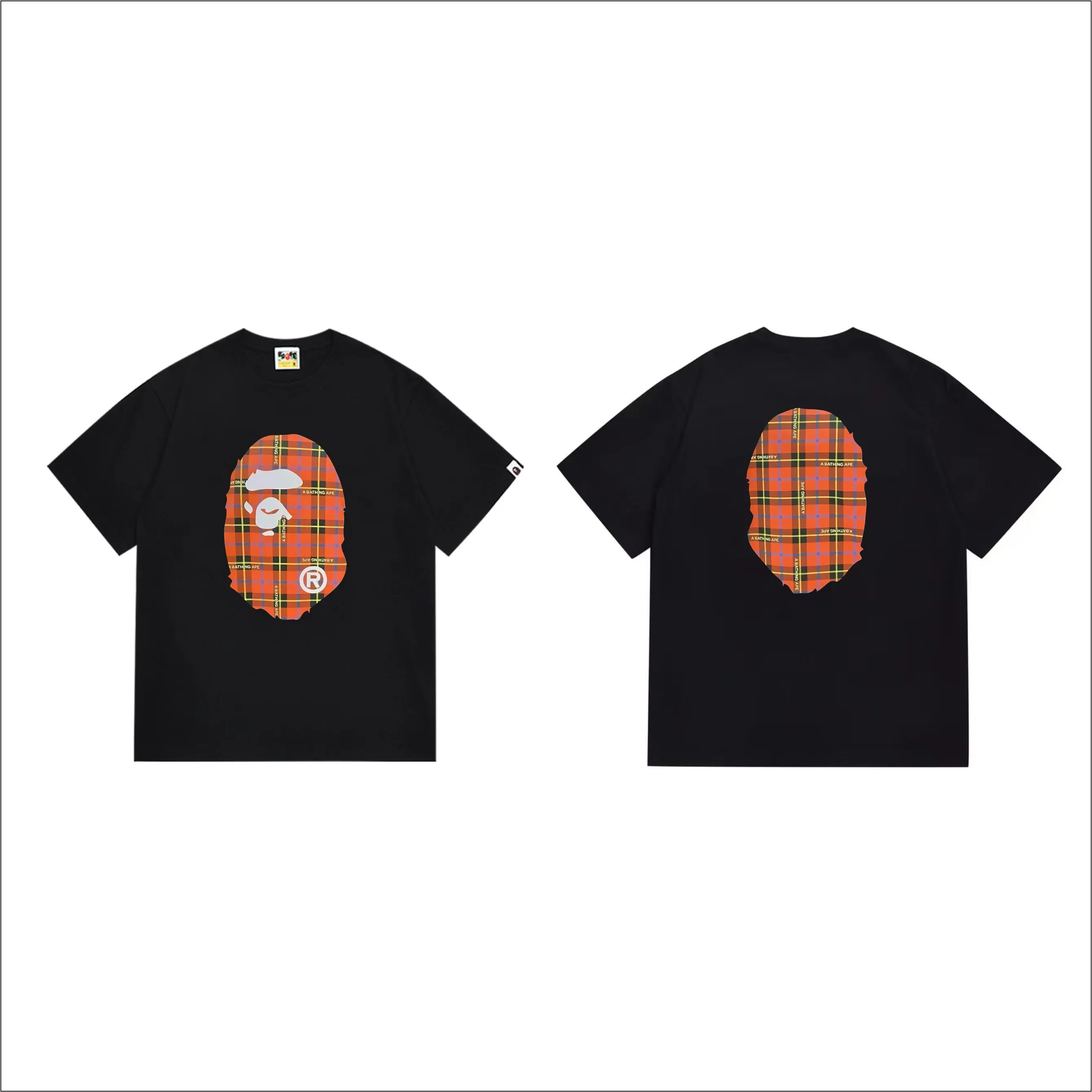 SC291#p110💰 (top version) BAPE is made of 260 grams of high-quality high-weave pure cotton fabric, double yarn combed, soft and non-pilling, imported environmentally friendly printing glue, bright and three-dimensional patterns, quality 💥Same style for men and women, the upper body is trendy Color: Black White Size: S M L XL XXL
