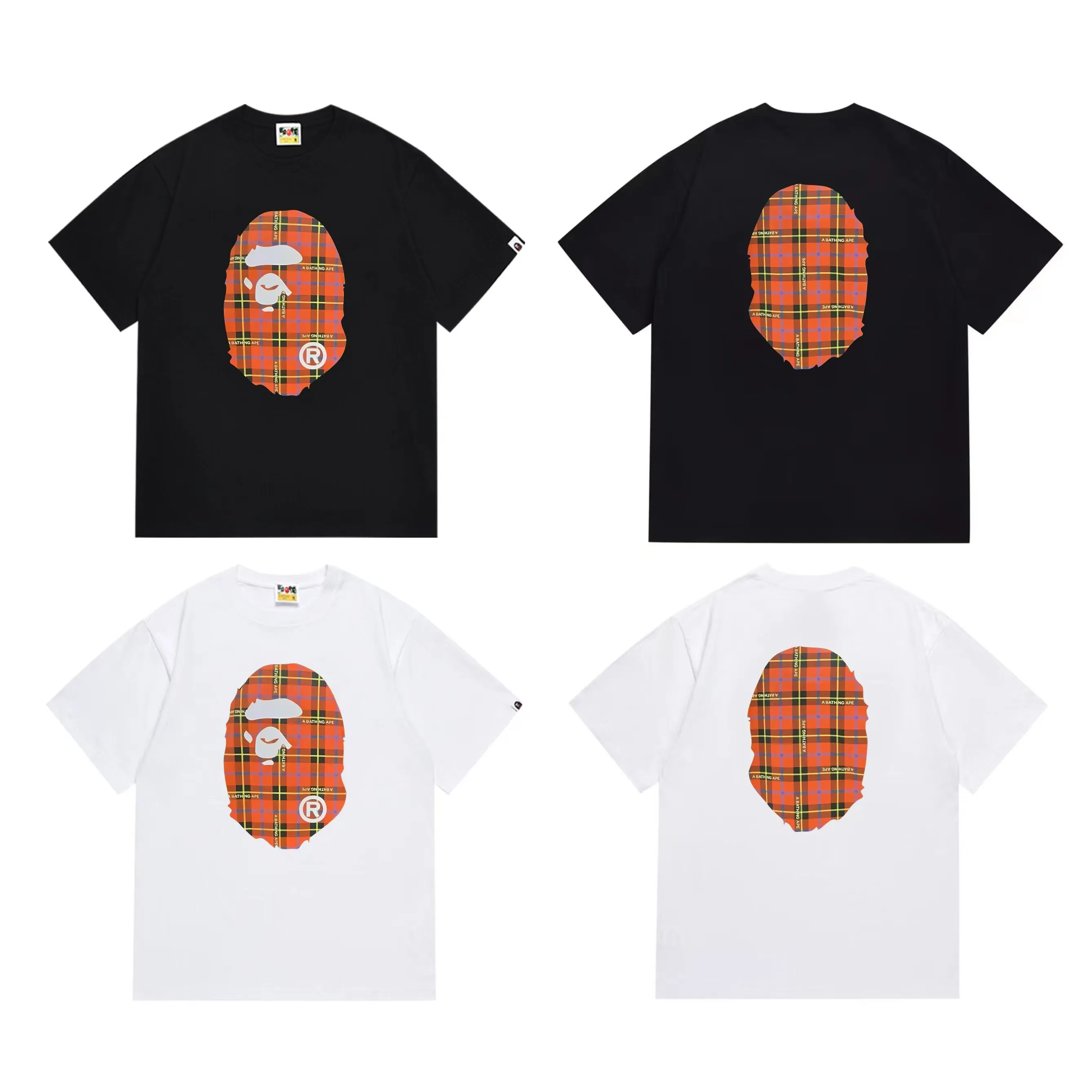 SC291#p110💰 (top version) BAPE is made of 260 grams of high-quality high-weave pure cotton fabric, double yarn combed, soft and non-pilling, imported environmentally friendly printing glue, bright and three-dimensional patterns, quality 💥Same style for men and women, the upper body is trendy Color: Black White Size: S M L XL XXL