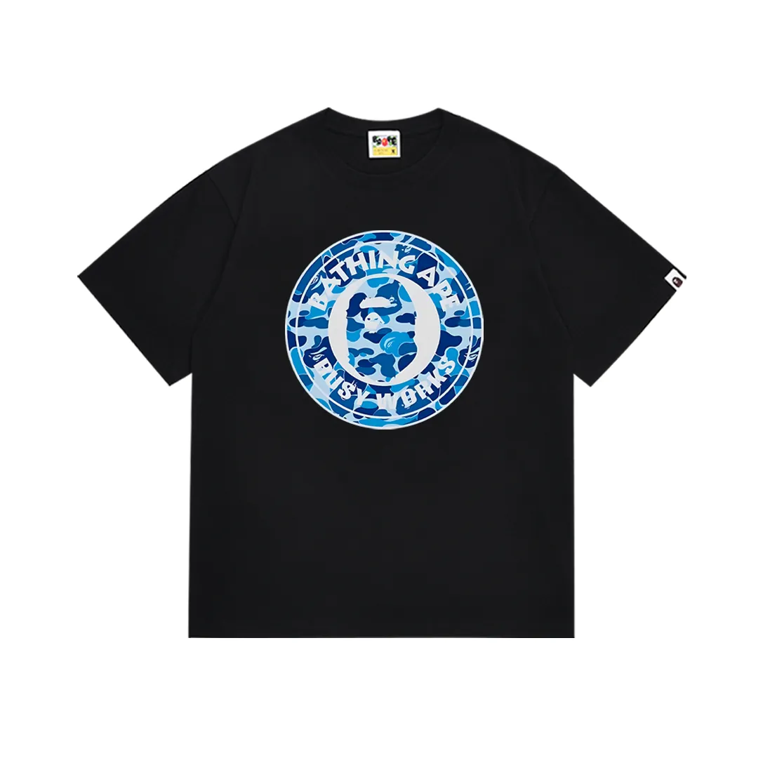 P110 SC001# (top version) BAPE ape head printed short-sleeved T-shirt Japanese trendy brand for men. Made of 260 grams of high-quality high-weave pure cotton fabric. Double yarn combed. The texture is soft and non-pilling. Imported environmentally friendly printing glue. The pattern is bright and three-dimensional. Quality💥Same style for men and women. The upper body is trendy. Color: black and white. Size: S M L XL XXL