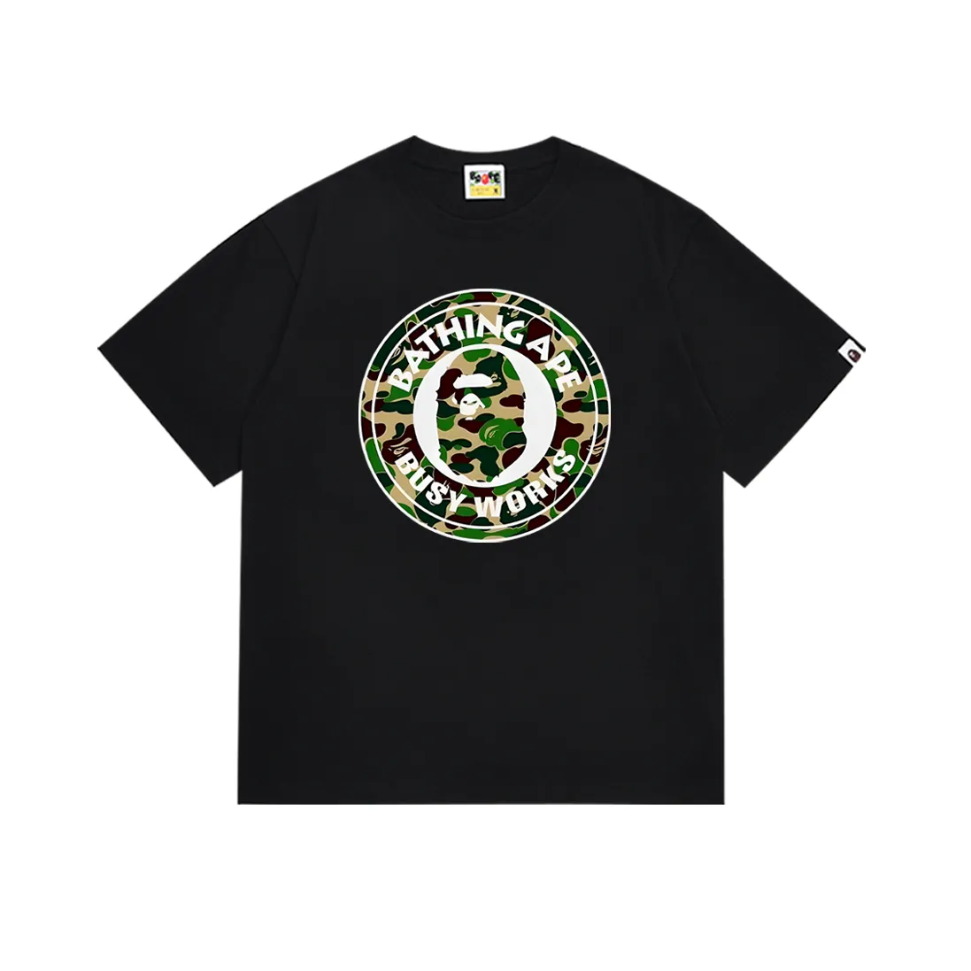P110 SC001# (top version) BAPE ape head printed short-sleeved T-shirt Japanese trendy brand for men. Made of 260 grams of high-quality high-weave pure cotton fabric. Double yarn combed. The texture is soft and non-pilling. Imported environmentally friendly printing glue. The pattern is bright and three-dimensional. Quality💥Same style for men and women. The upper body is trendy. Color: black and white. Size: S M L XL XXL