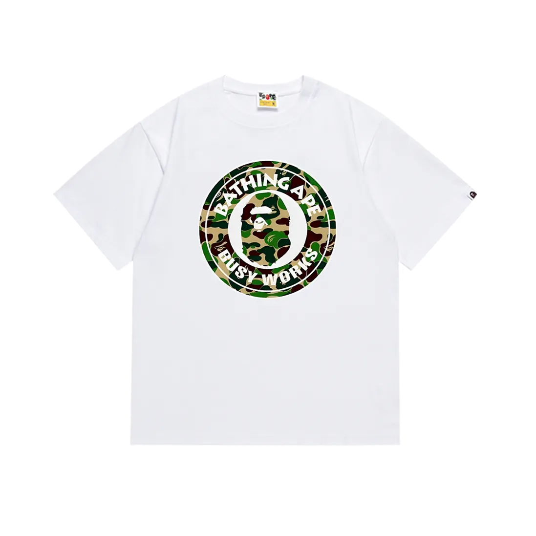P110 SC001# (top version) BAPE ape head printed short-sleeved T-shirt Japanese trendy brand for men. Made of 260 grams of high-quality high-weave pure cotton fabric. Double yarn combed. The texture is soft and non-pilling. Imported environmentally friendly printing glue. The pattern is bright and three-dimensional. Quality💥Same style for men and women. The upper body is trendy. Color: black and white. Size: S M L XL XXL