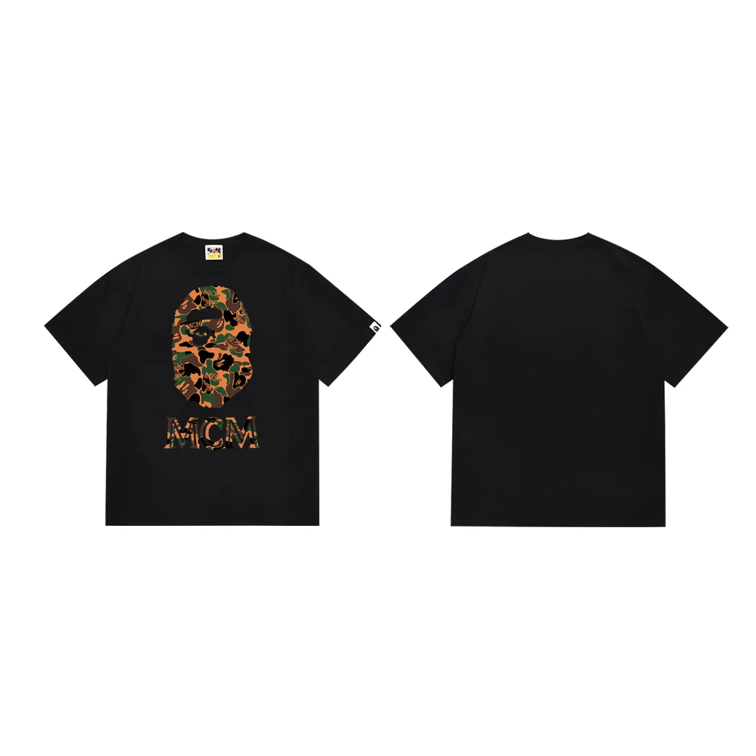 SC234#p110💰 (top version) BAPE×MCM Camo Ape Head co-branded ape head short-sleeved T-shirt Made of 260 grams of high-quality high-weave pure cotton fabric, double yarn combed, soft texture and no pilling Imported environmentally friendly printing glue, bright and three-dimensional patterns, quality 💥Same style for men and women, the upper body is fashionable Color: black white Size: S M L XL XXL