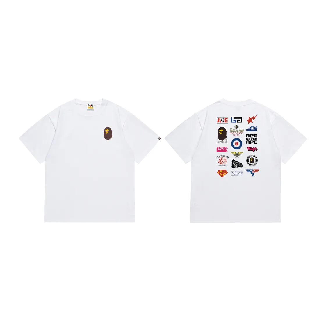 P110 SC033# (top version) BAPE back badge classic pattern collection double-sided printed short-sleeved T-shirt Made of 260 grams of high-quality high-weave pure cotton fabric, double yarn combed, soft texture and no pilling Imported environmentally friendly printing glue The pattern is bright and three-dimensional Quality 💥Same style for men and women The upper body is trendy Color: Black White Size: S M L XL XXL
