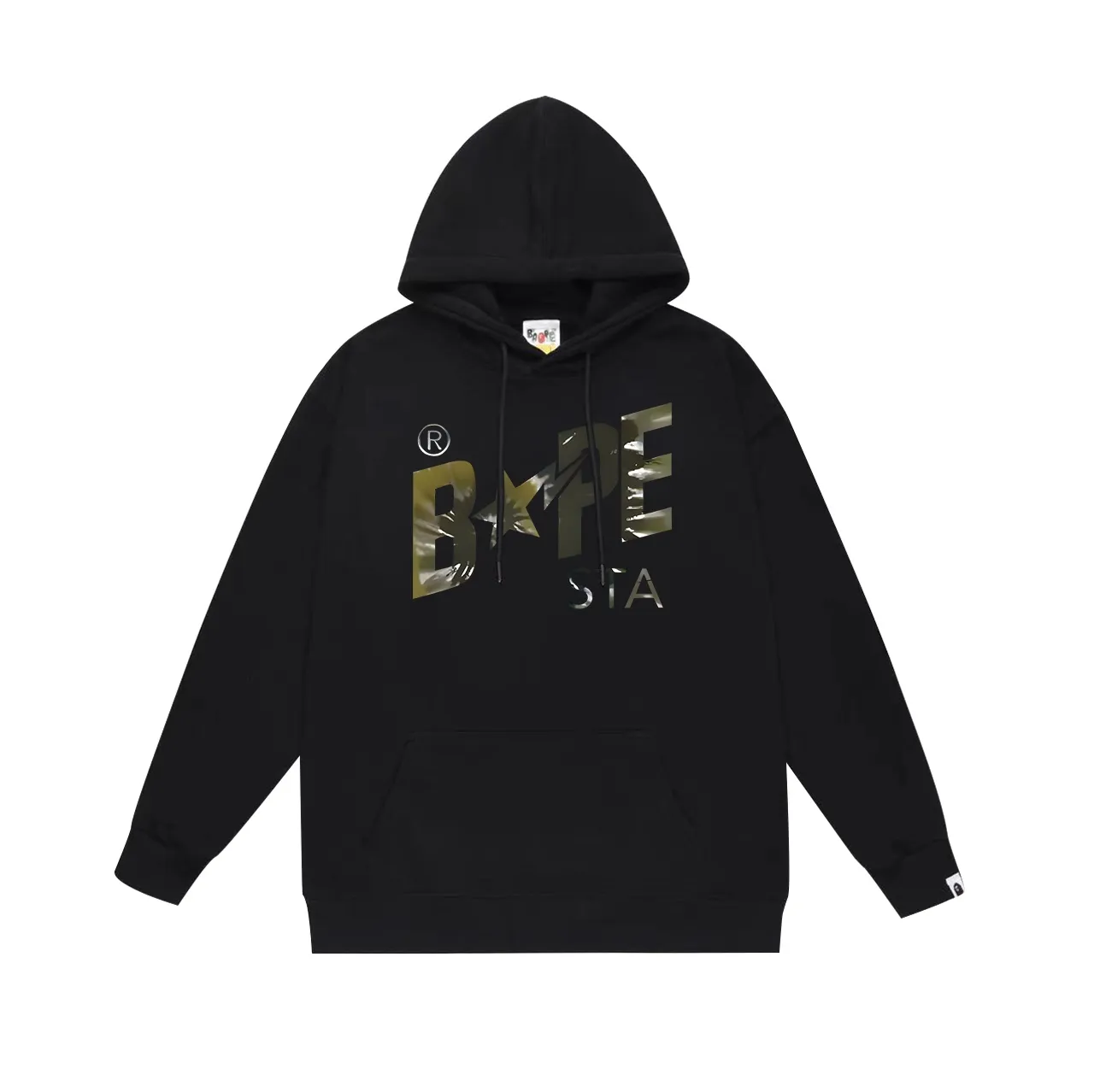 Style No. SC714# terry p160 plus velvet 180💰 (top version) BAPE autumn and winter tie-dyed letter star printed hooded sweatshirt. Made of 380 grams of large terry (drop shoulder large version) fabric. The texture is soft and non-pilling. Imported environmentally friendly printing glue. The pattern is bright and three-dimensional. Quality💥Same style for men and women. The upper body is trendy. Color: black white gray Size: S M L XL XXL
