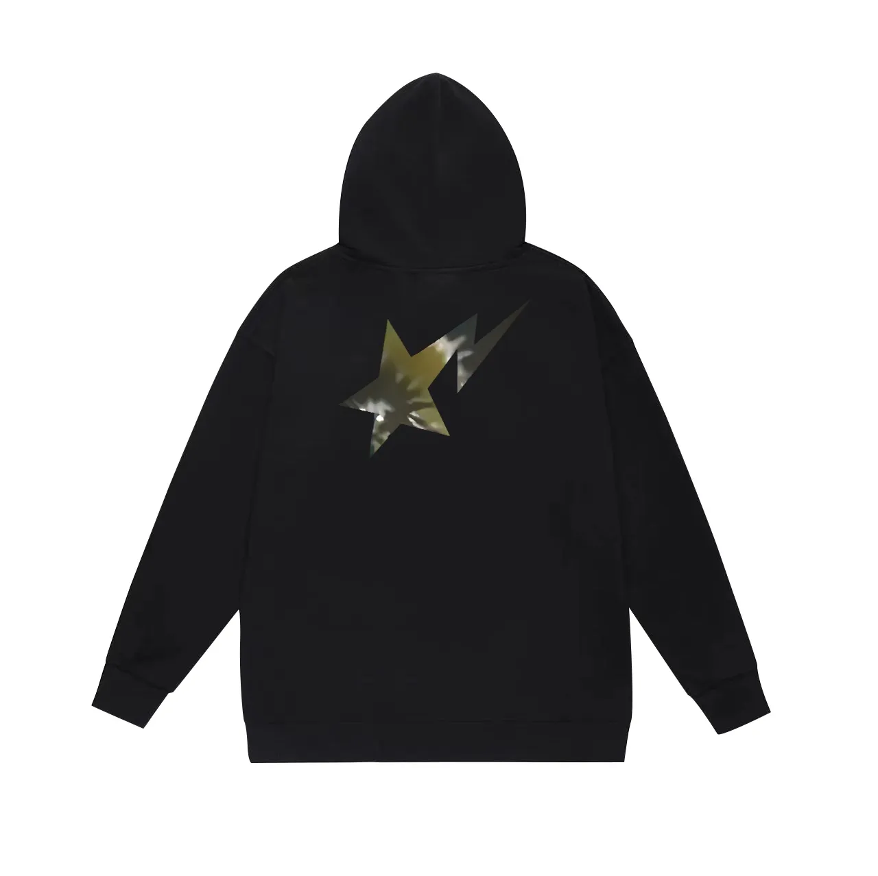 Style No. SC714# terry p160 plus velvet 180💰 (top version) BAPE autumn and winter tie-dyed letter star printed hooded sweatshirt. Made of 380 grams of large terry (drop shoulder large version) fabric. The texture is soft and non-pilling. Imported environmentally friendly printing glue. The pattern is bright and three-dimensional. Quality💥Same style for men and women. The upper body is trendy. Color: black white gray Size: S M L XL XXL