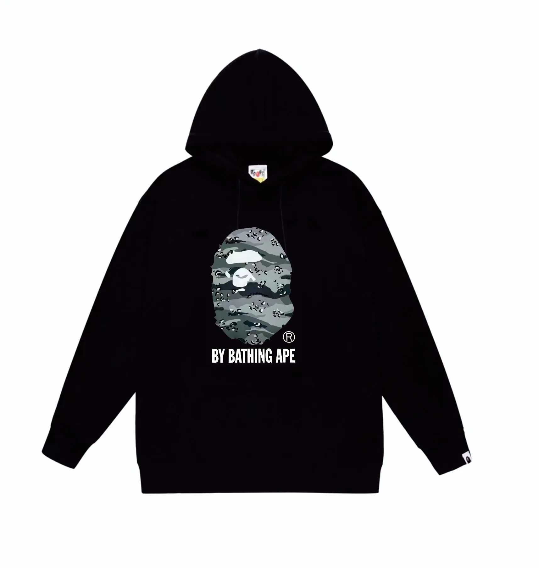 P160 model number SC842# terry 80 plus velvet 90 (top version) BAPE desert ape head letter print hooded sweatshirt Made of 380g large terry (drop shoulder large version) fabric, soft and non-pilling texture, imported environmentally friendly printing glue, bright and three-dimensional pattern, quality 💥Same style for men and women. The upper body is trendy. Color: black and yellow, white and yellow, gray and yellow, black and gray, white and gray, gray and gray. Size: S M L XL XXL
