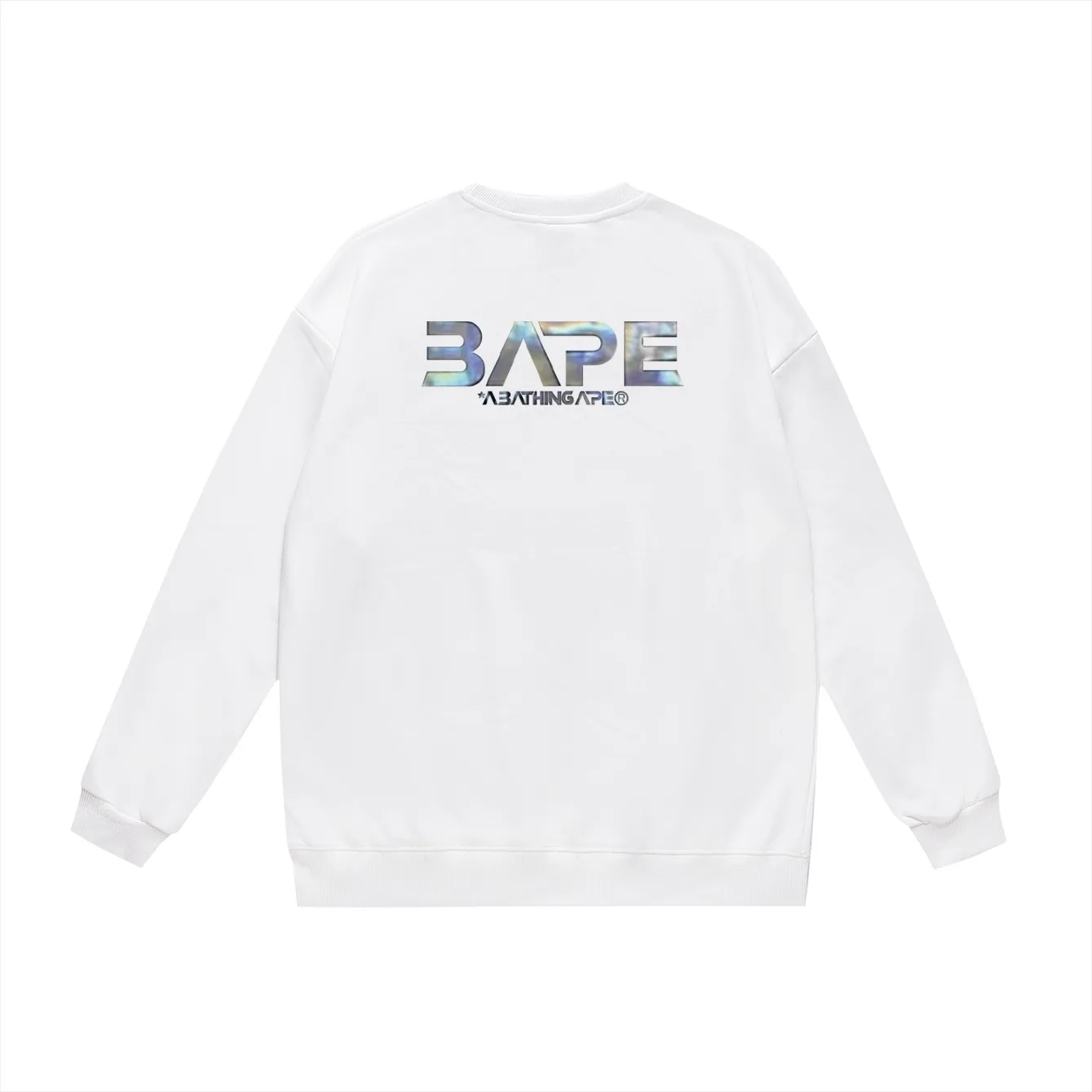 P150 model number SC458# terry 75 plus velvet 80 (top version) BAPE Mid-Autumn moon scene ape-head UFO laser letter pattern printed round neck sweatshirt Made of 350g large terry (drop shoulder large version) fabric, soft texture and no pilling Imported environmentally friendly printing glue The pattern is bright and three-dimensional Quality 💥Same style for men and women The upper body is trendy Color: black white gray Size: S M L XL XXL
