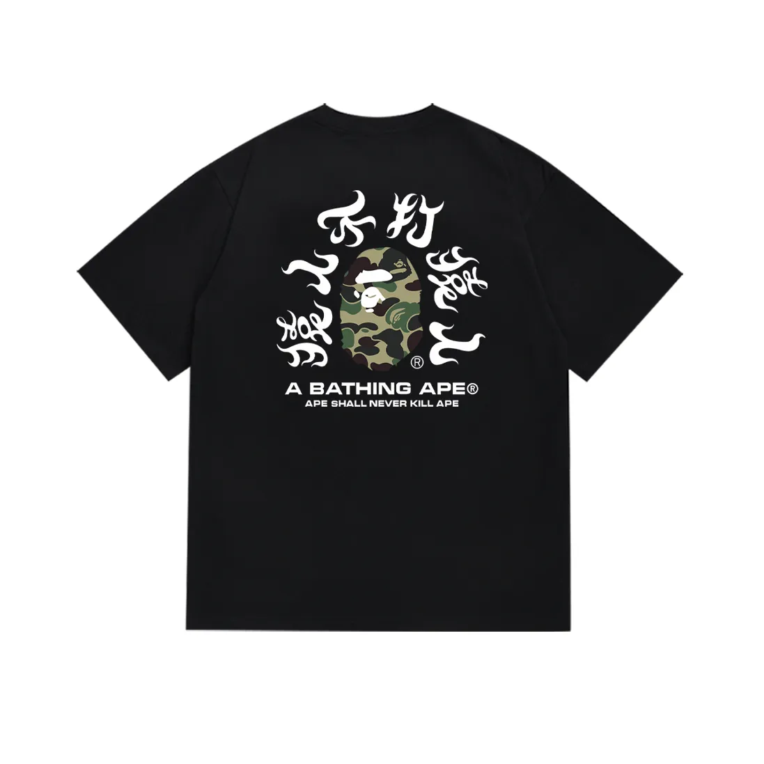 P110 SC065# (top version) BAPE ape head classic letter print short-sleeved T-shirt. Ape man does not fight ape man letter print. Made of 260 grams of high-quality high-weave pure cotton fabric. Double yarn combed. The texture is soft and non-pilling. Imported environmentally friendly printing glue. The pattern is bright and three-dimensional. The quality is the same for men and women. The upper body is trendy. Color: black and blue, white and blue, black and green, white and green. Size: S M L XL XXL